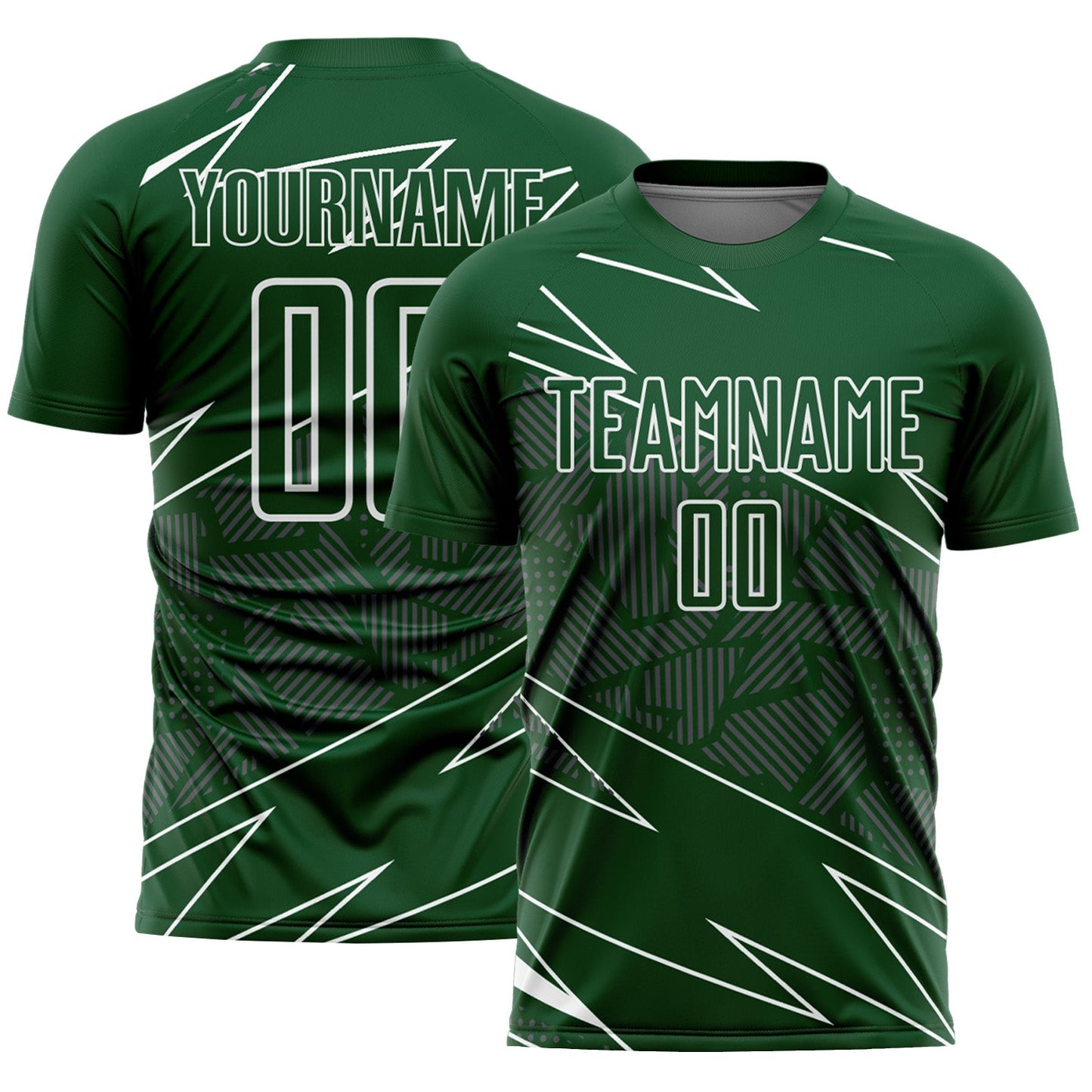 Custom Green White Lines Sports Sublimation Soccer Uniform Jersey - Main View