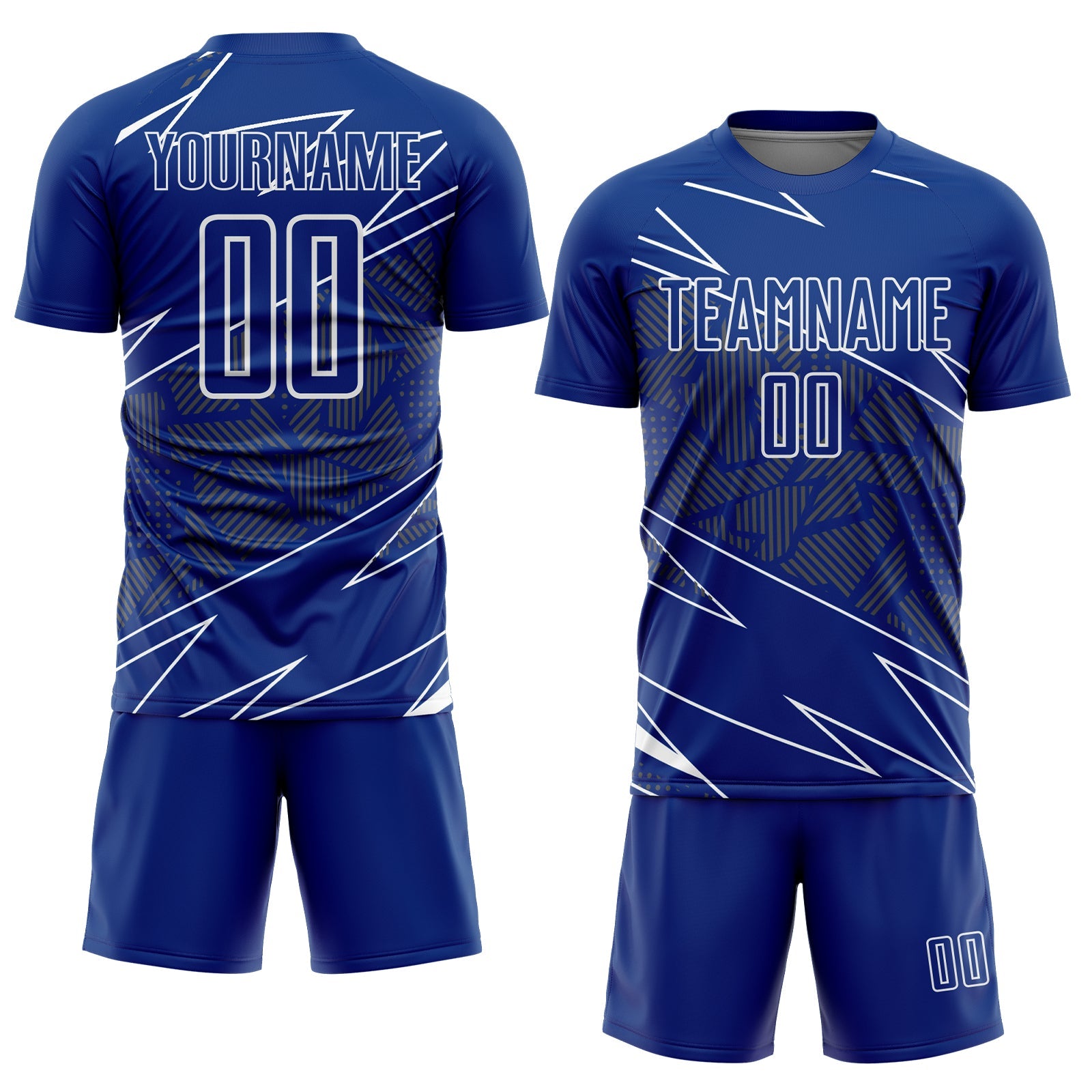 Custom Royal White Lines Sports Sublimation Soccer Uniform Jersey view 2