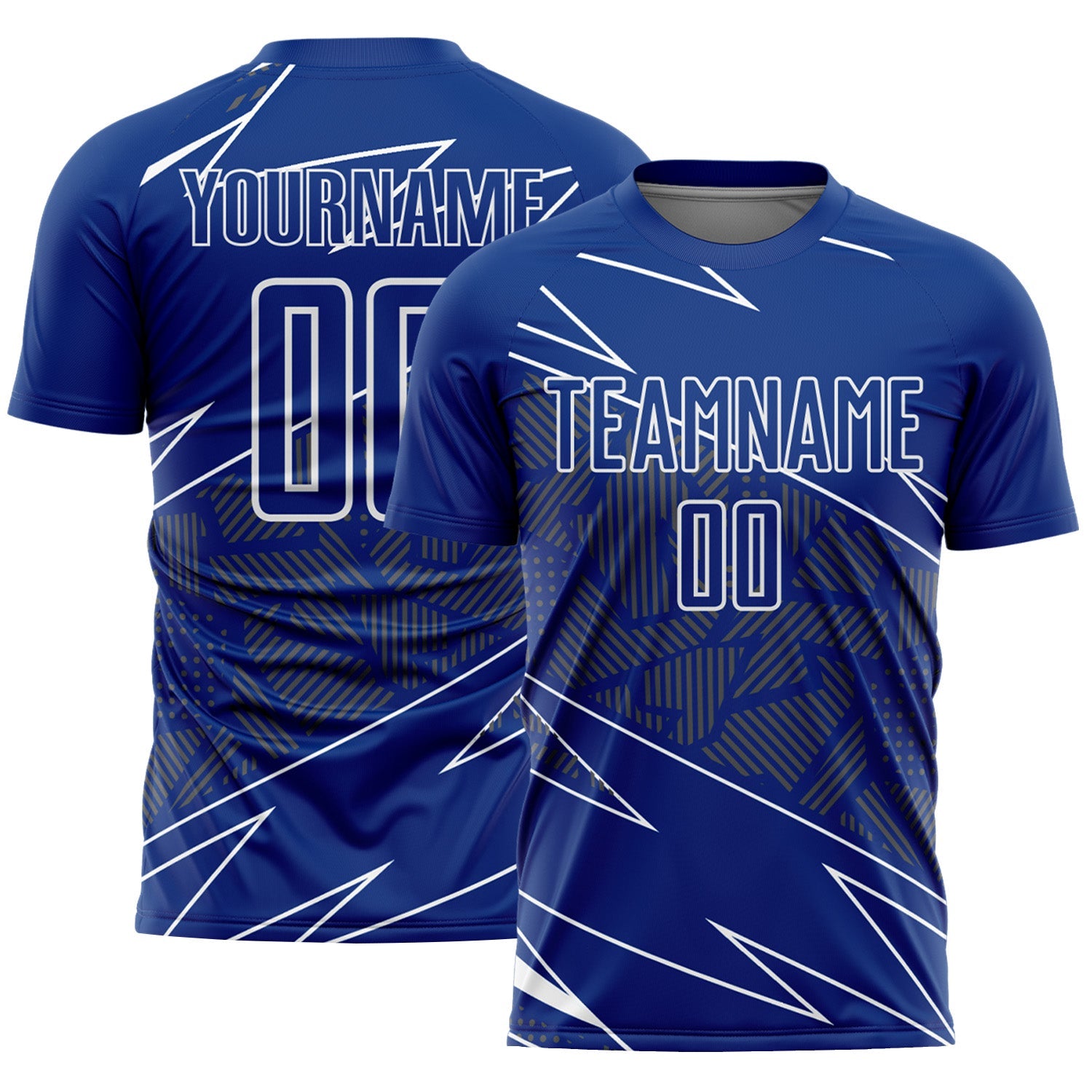 Custom Royal White Lines Sports Sublimation Soccer Uniform Jersey - Main View