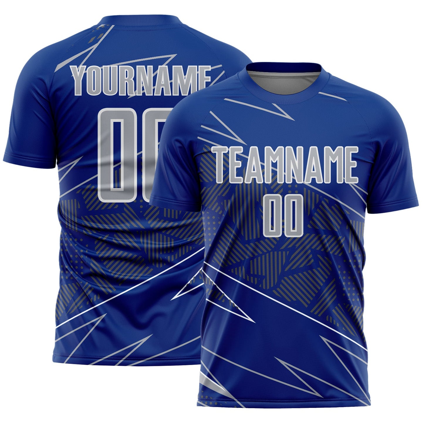 Custom Royal Gray-White Lines Sports Sublimation Soccer Uniform Jersey - Main View