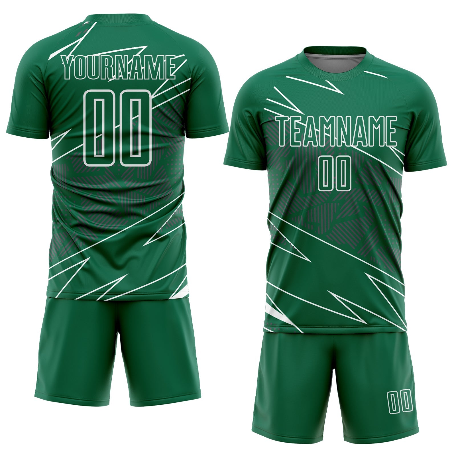Custom Kelly Green White Lines Sports Sublimation Soccer Uniform Jersey view 2