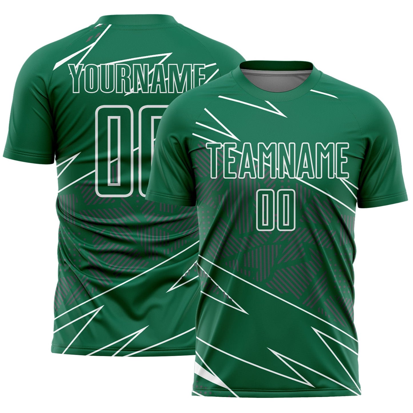Custom Kelly Green White Lines Sports Sublimation Soccer Uniform Jersey - Main View