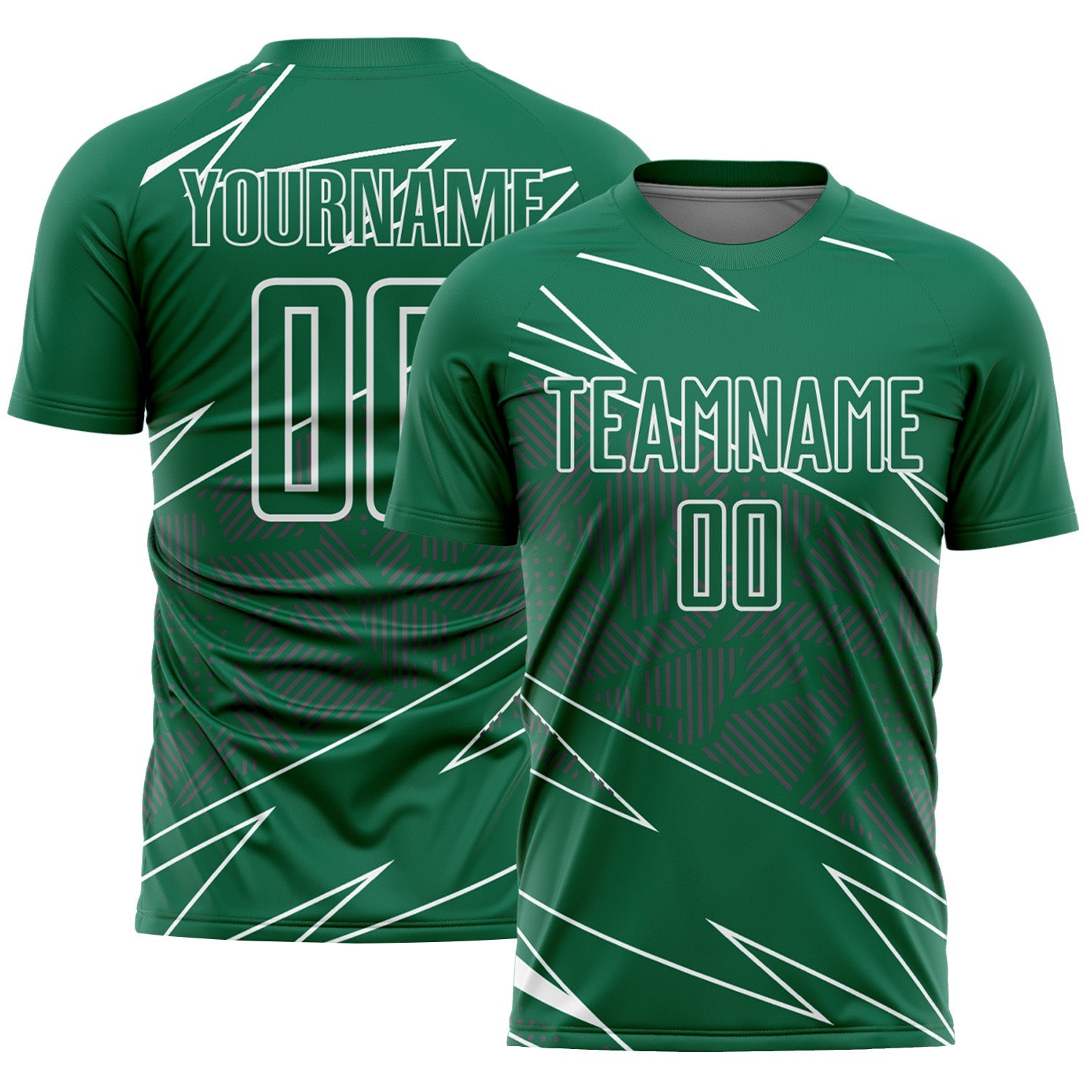 Custom Kelly Green White Lines Sports Sublimation Soccer Uniform Jersey - Main View