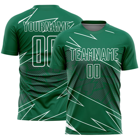 Custom Kelly Green White Lines Sports Sublimation Soccer Uniform Jersey - Main View