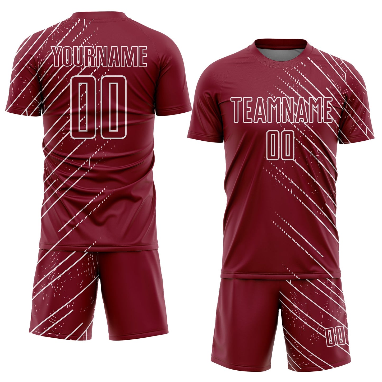 Custom Crimson White Lines Sports Sublimation Soccer Uniform Jersey view 2
