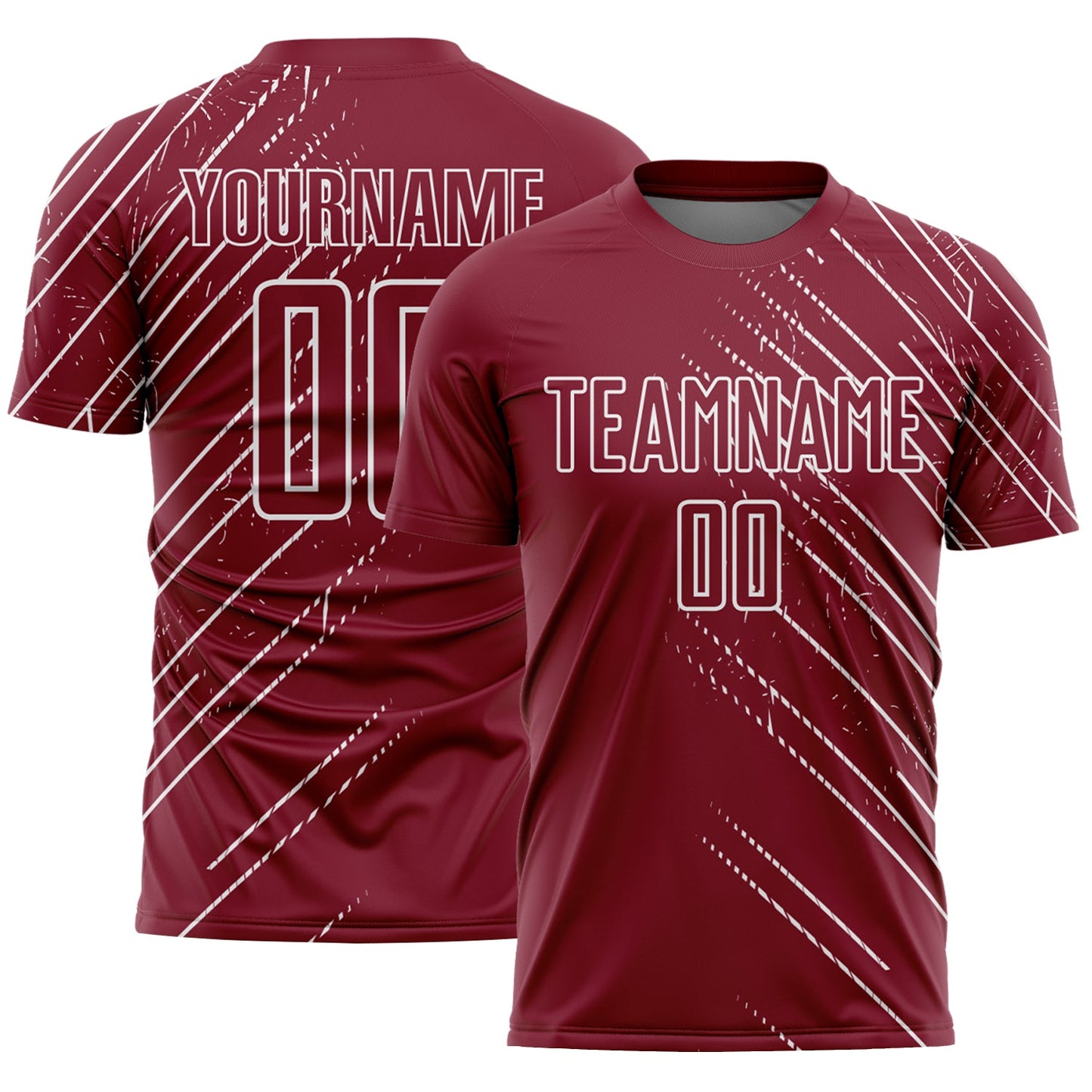 Custom Crimson White Lines Sports Sublimation Soccer Uniform Jersey - Main View