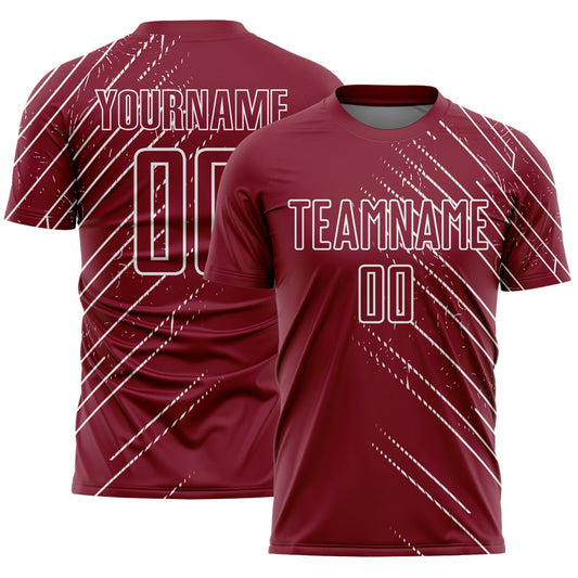Custom Crimson White Lines Sports Sublimation Soccer Uniform Jersey - Main View