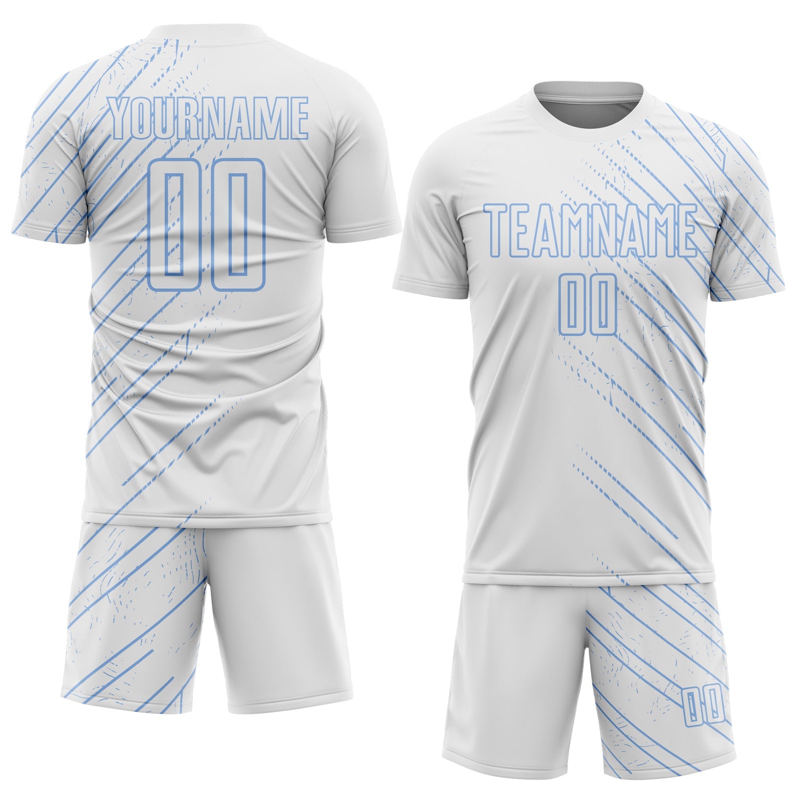 Custom White Light Blue Lines Sports Sublimation Soccer Uniform Jersey view 2
