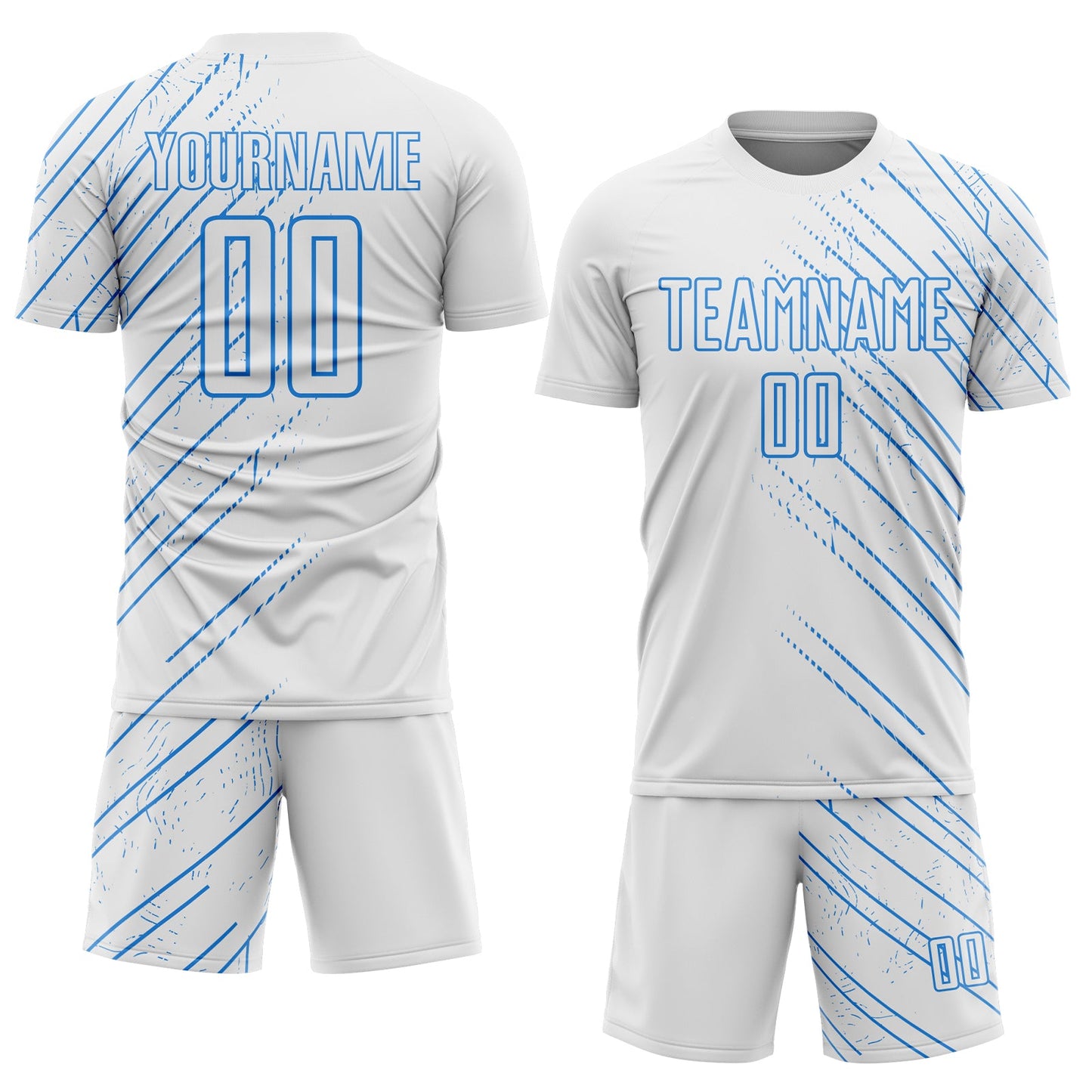 Custom White Powder Blue Lines Sports Sublimation Soccer Uniform Jersey view 2