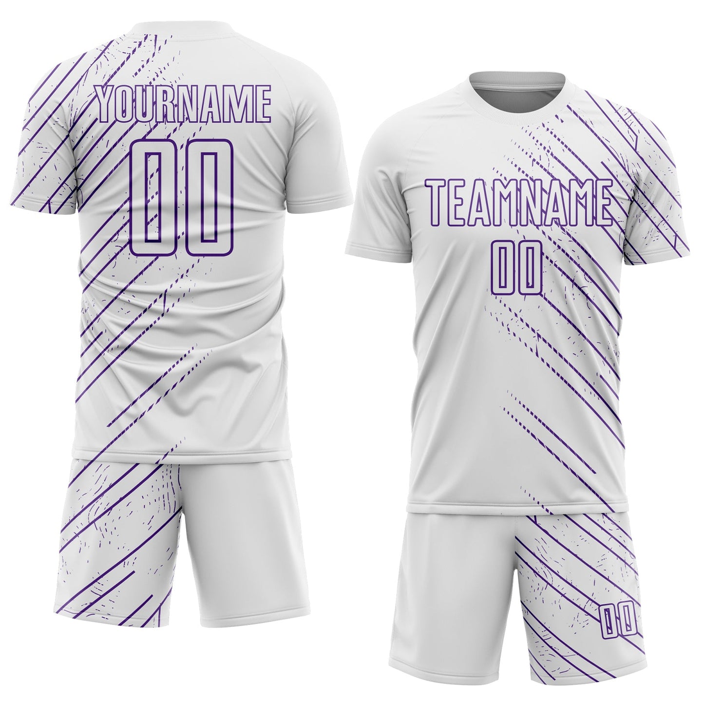 Custom White Purple Lines Sports Sublimation Soccer Uniform Jersey view 2