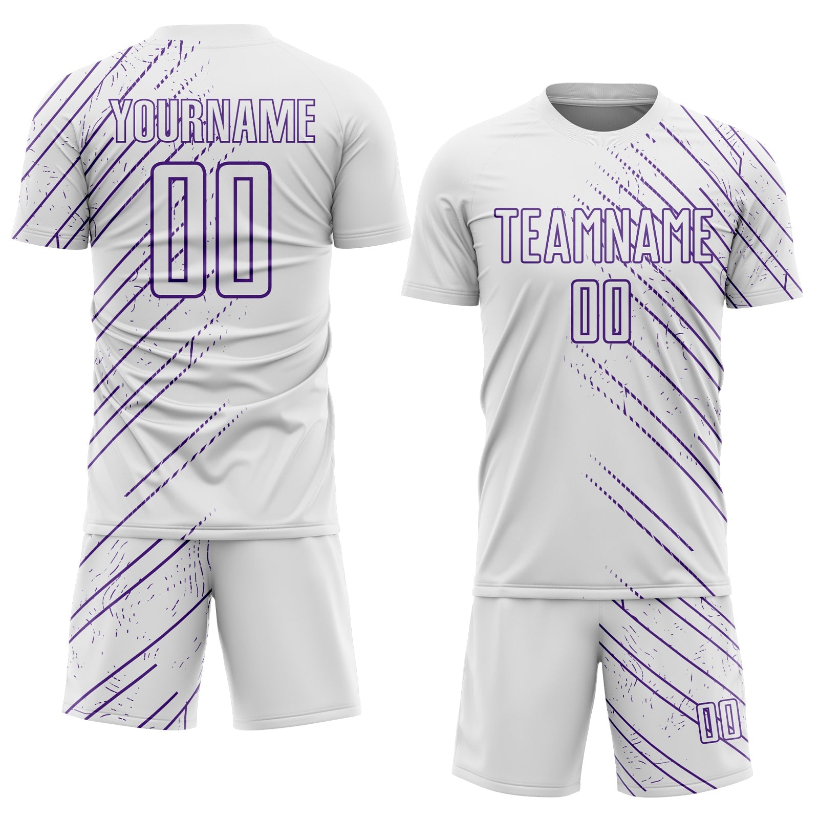 Custom White Purple Lines Sports Sublimation Soccer Uniform Jersey view 2