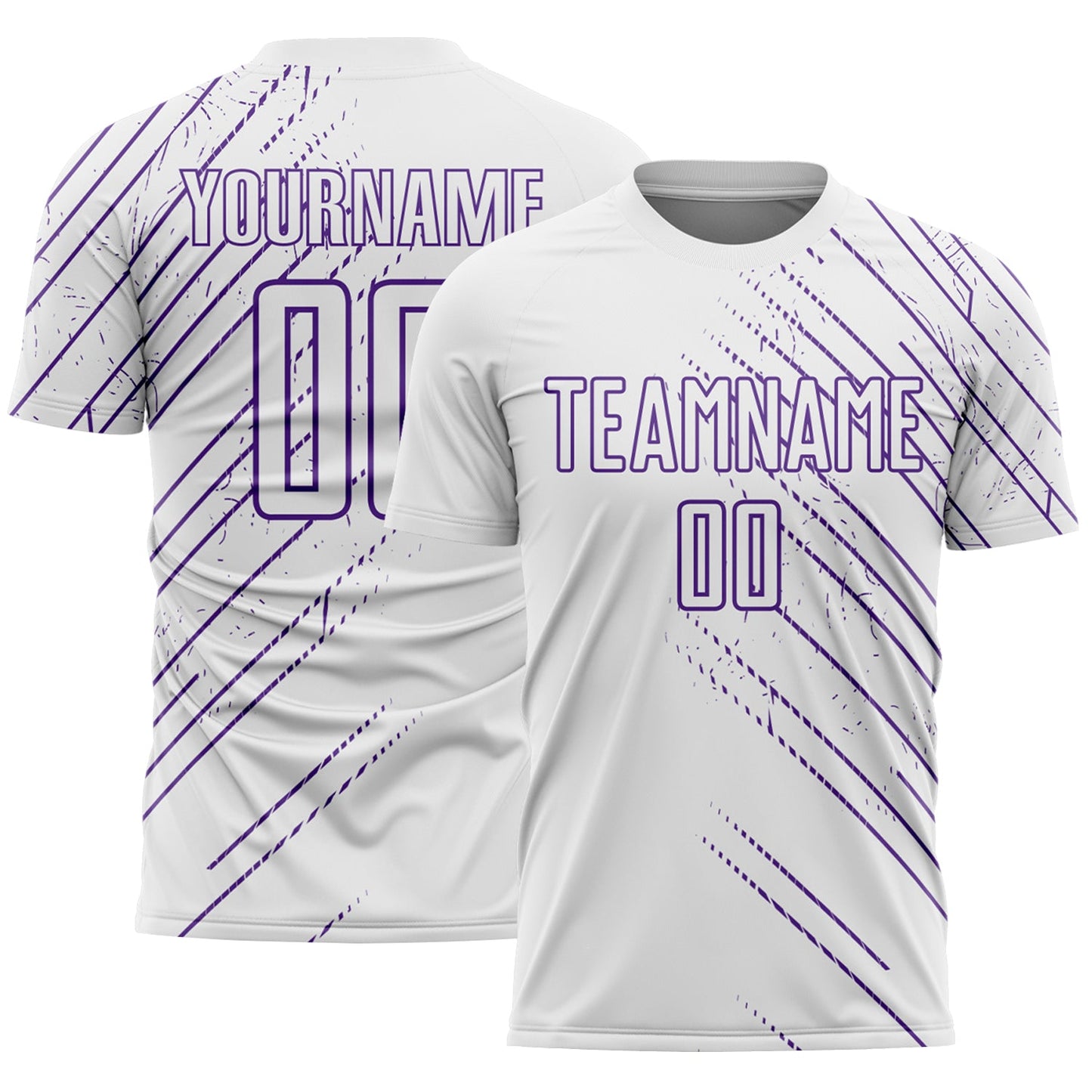 Custom White Purple Lines Sports Sublimation Soccer Uniform Jersey - Main View