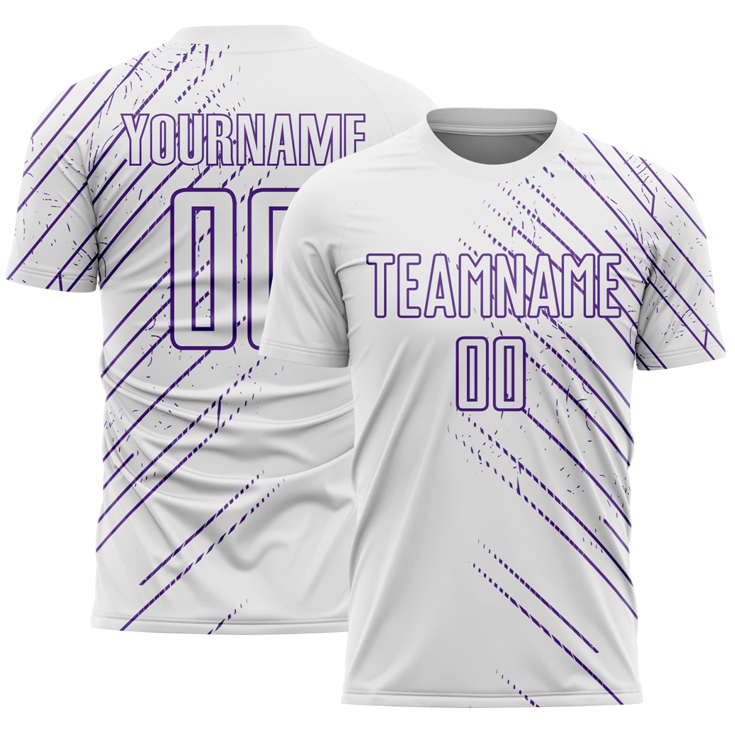 Custom White Purple Lines Sports Sublimation Soccer Uniform Jersey - Main View