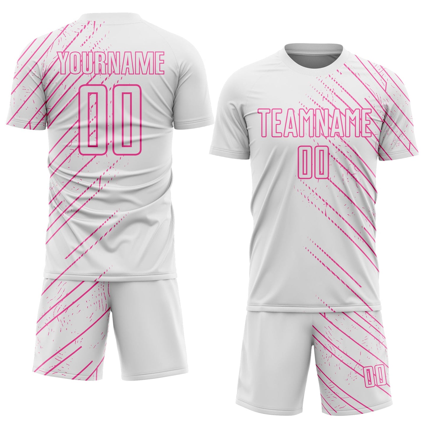 Custom White Pink Lines Sports Sublimation Soccer Uniform Jersey view 2
