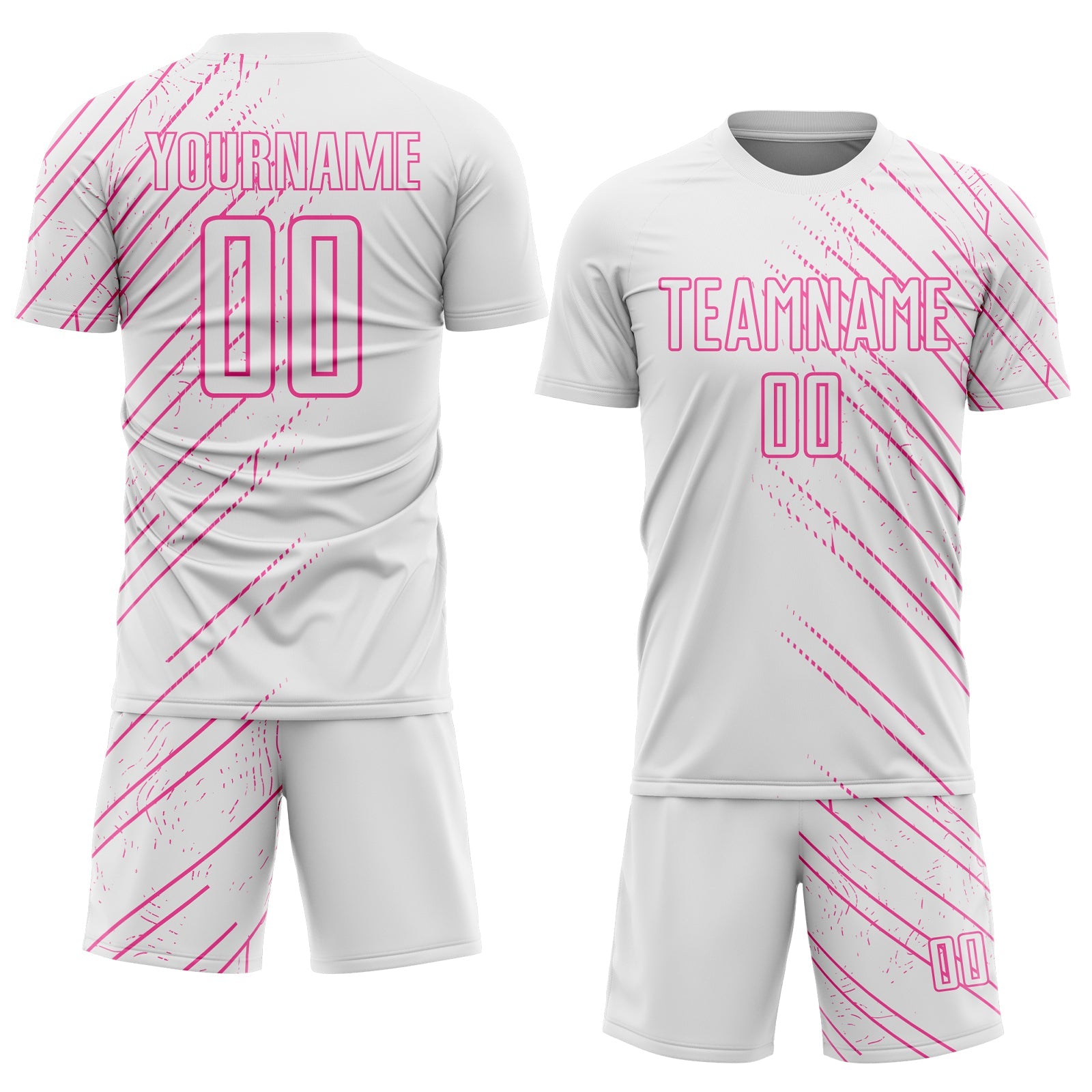 Custom White Pink Lines Sports Sublimation Soccer Uniform Jersey view 2