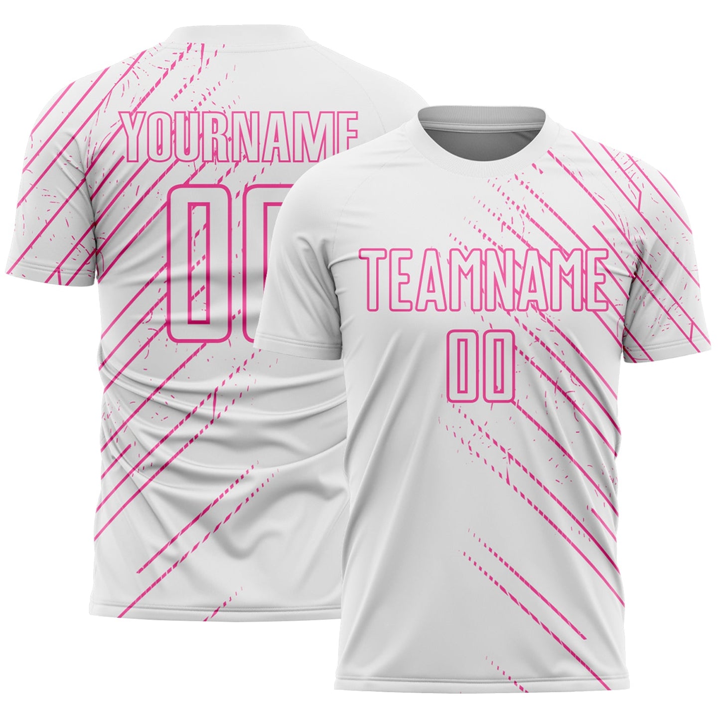 Custom White Pink Lines Sports Sublimation Soccer Uniform Jersey - Main View
