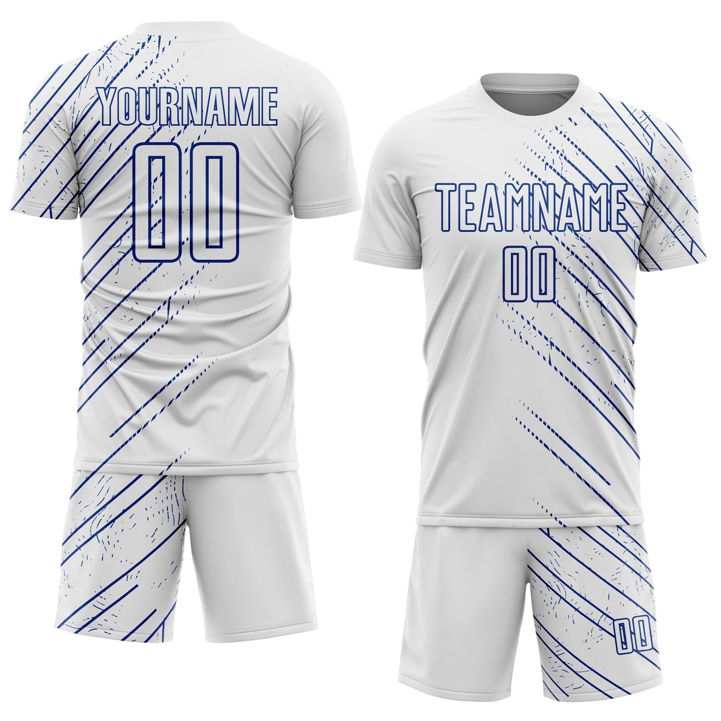 Custom White Royal Lines Sports Sublimation Soccer Uniform Jersey view 2