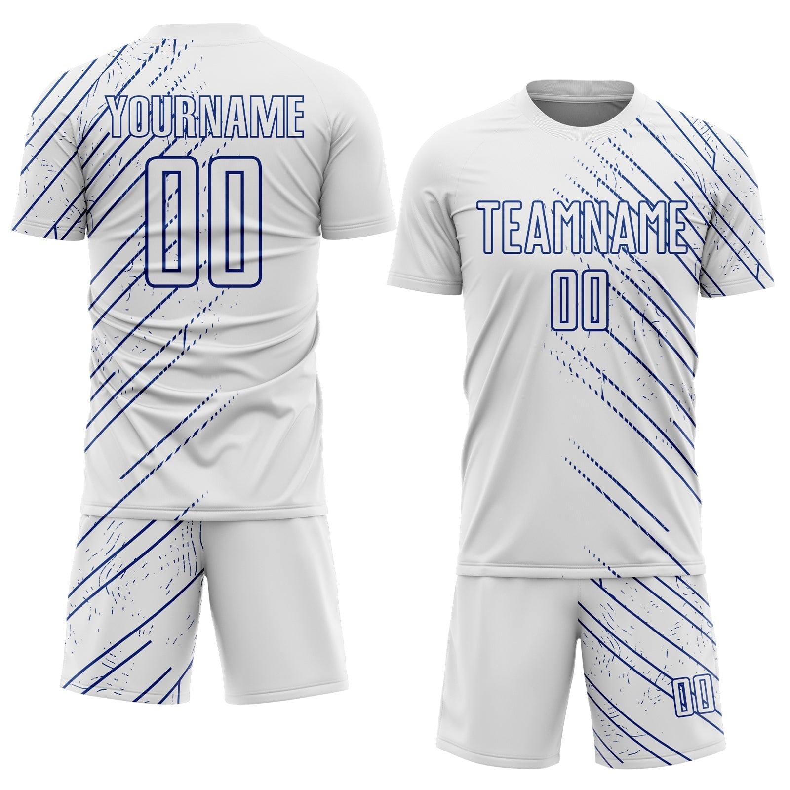 Custom White Royal Lines Sports Sublimation Soccer Uniform Jersey view 2