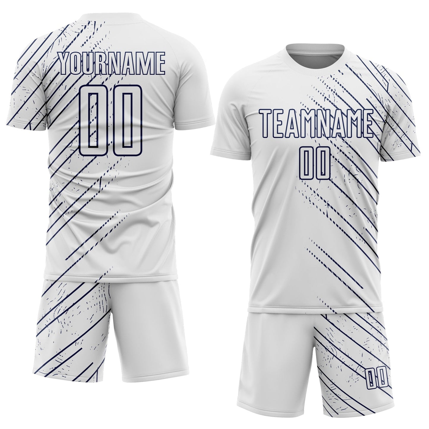 Custom White Navy Lines Sports Sublimation Soccer Uniform Jersey view 2