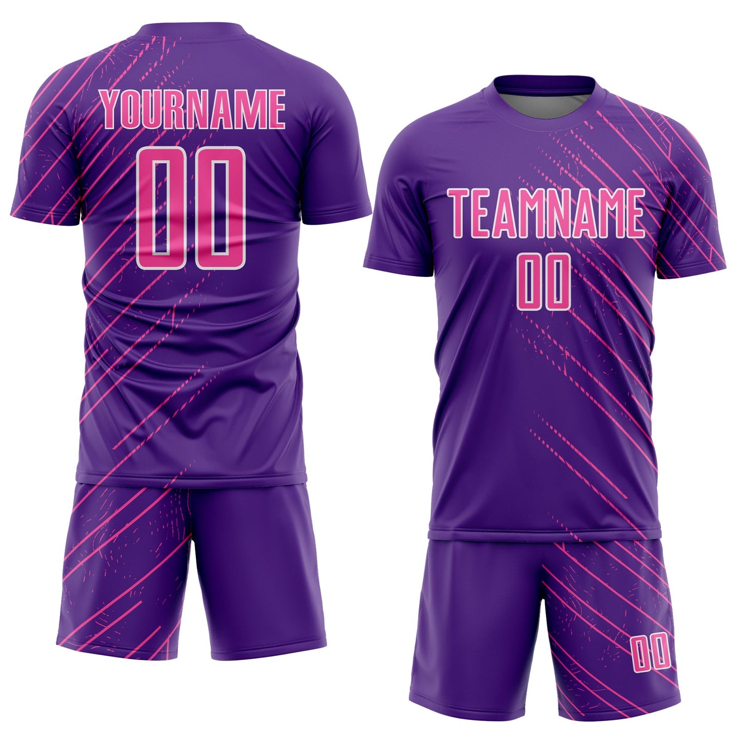 Custom Purple Pink-White Lines Sports Sublimation Soccer Uniform Jersey view 2