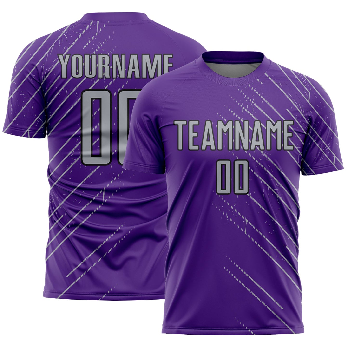 Custom Purple Gray-Black Lines Sports Sublimation Soccer Uniform Jersey - Main View