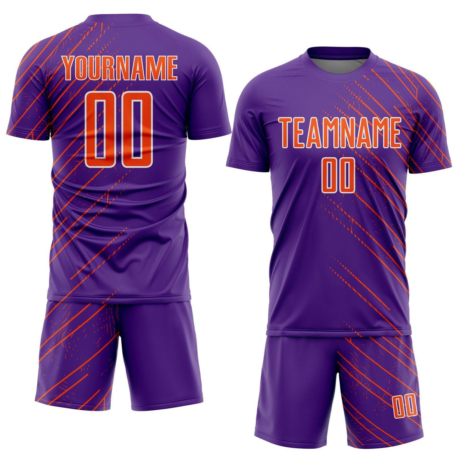 Custom Purple Orange-White Lines Sports Sublimation Soccer Uniform Jersey view 2