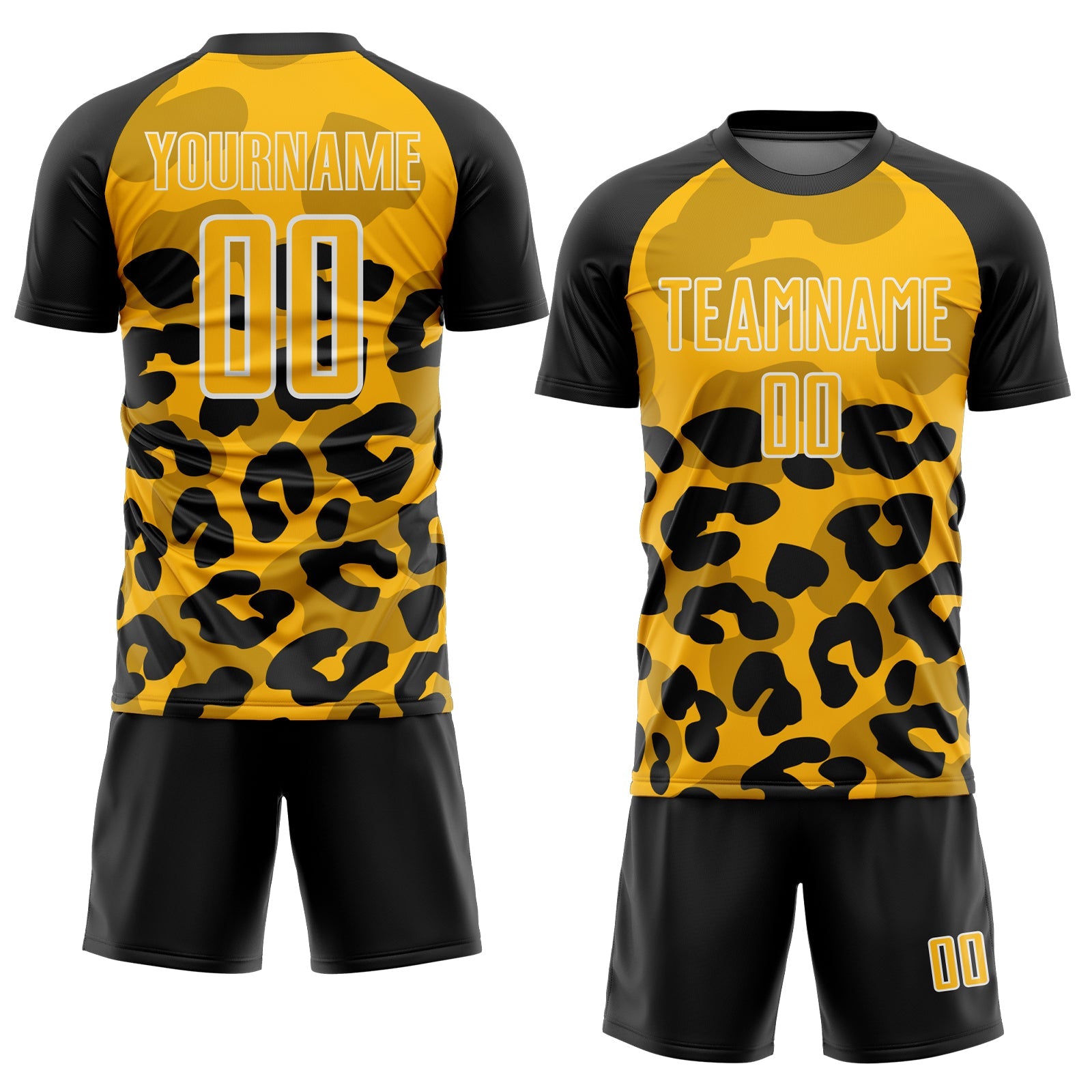 Custom Black Gold-White Animal Leopard Print Sports Sublimation Soccer Uniform Jersey view 2