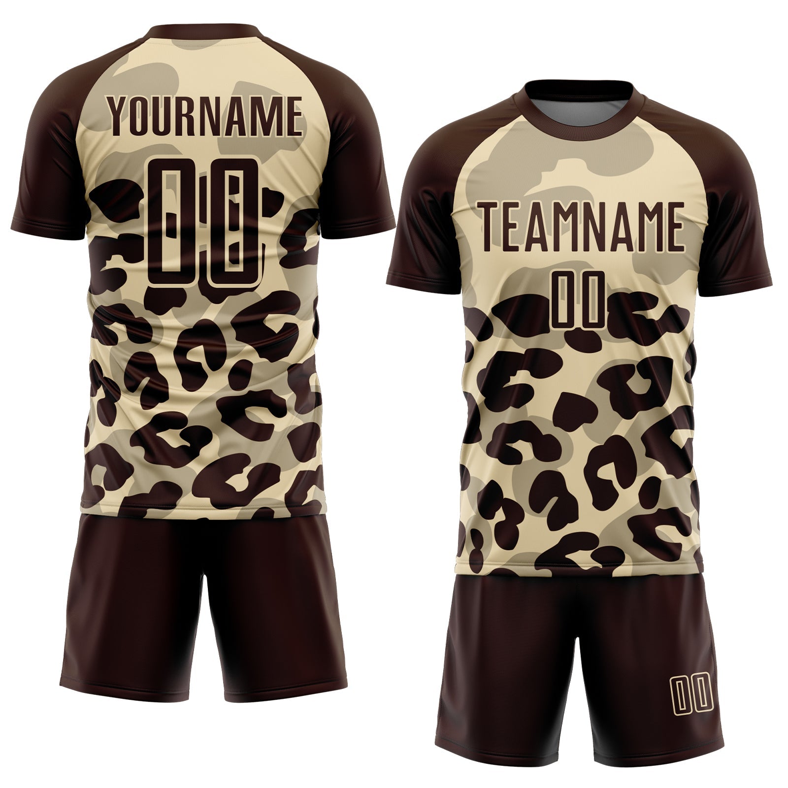 Custom Brown Cream Animal Leopard Print Sports Sublimation Soccer Uniform Jersey view 2