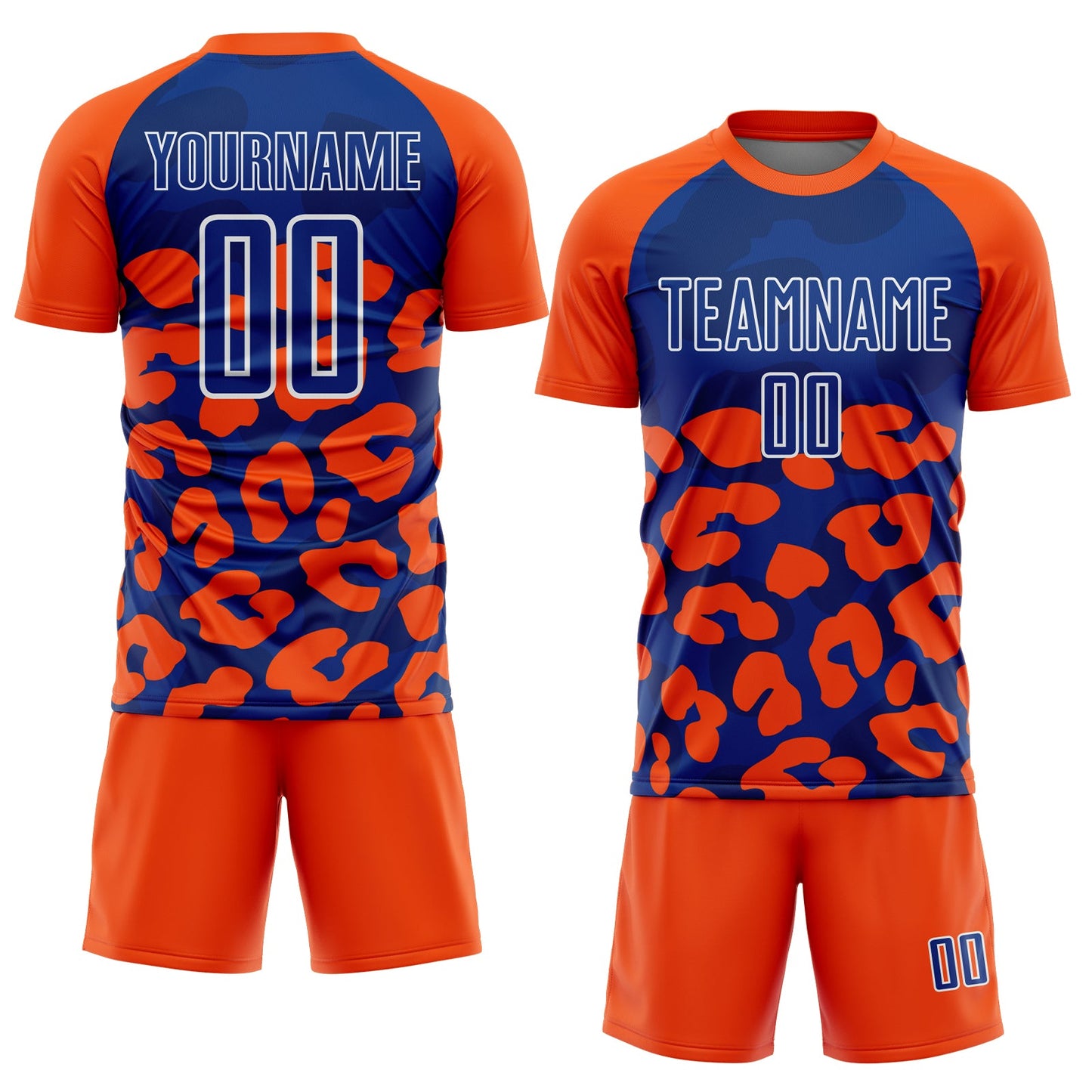 Custom Orange Royal-White Animal Leopard Print Sports Sublimation Soccer Uniform Jersey view 2