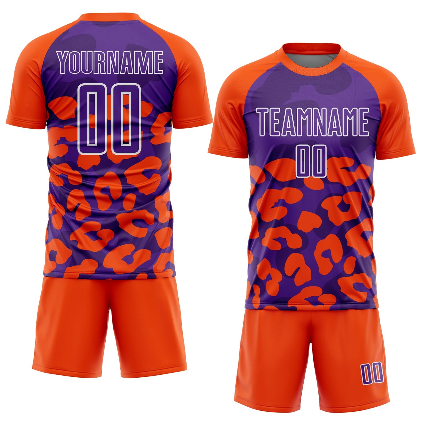Custom Orange Purple-White Animal Leopard Print Sports Sublimation Soccer Uniform Jersey view 2