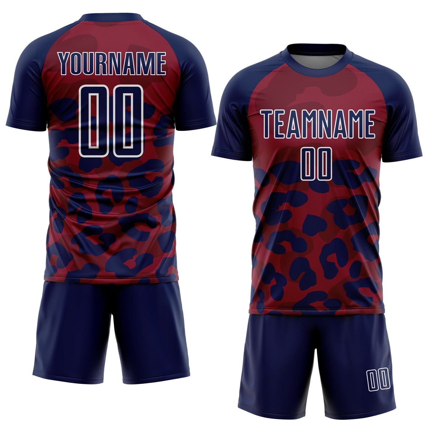 Custom Navy Crimson-White Animal Leopard Print Sports Sublimation Soccer Uniform Jersey view 2