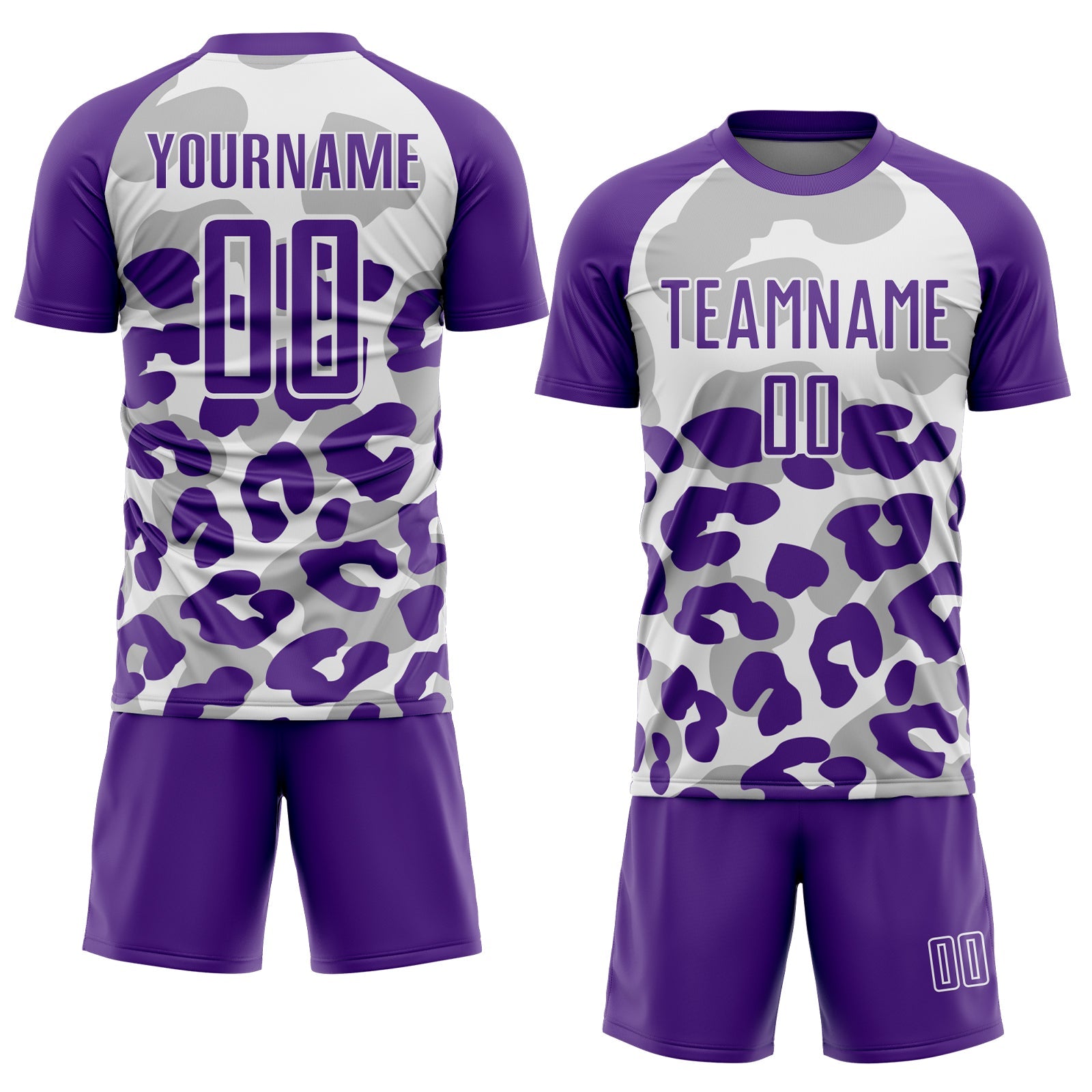 Custom Purple White Animal Leopard Print Sports Sublimation Soccer Uniform Jersey view 2