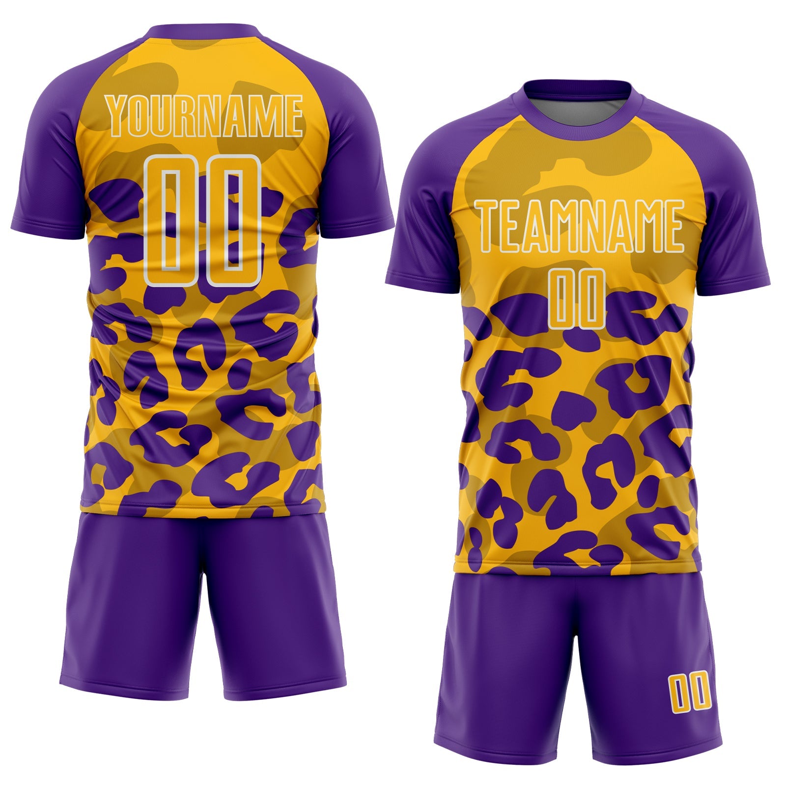 Custom Purple Gold-Black Animal Leopard Print Sports Sublimation Soccer Uniform Jersey view 2