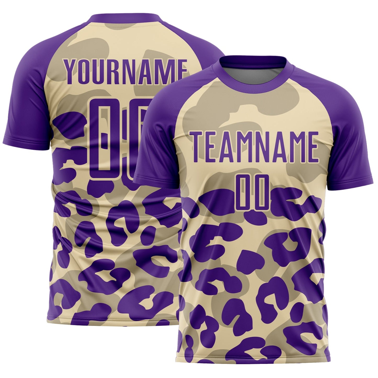 Custom Purple Cream Animal Leopard Print Sports Sublimation Soccer Uniform Jersey - Main View