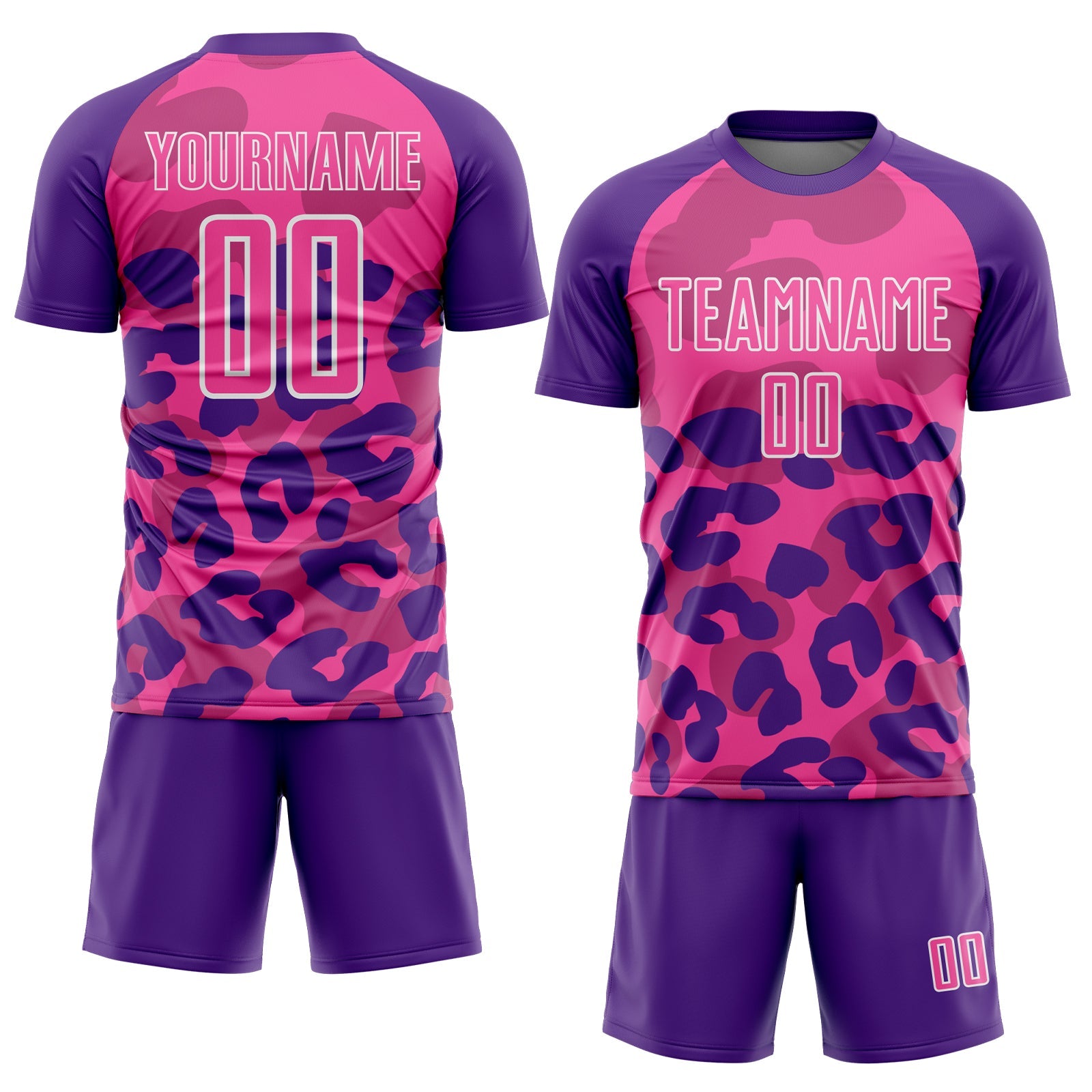 Custom Purple Pink-White Animal Leopard Print Sports Sublimation Soccer Uniform Jersey view 2