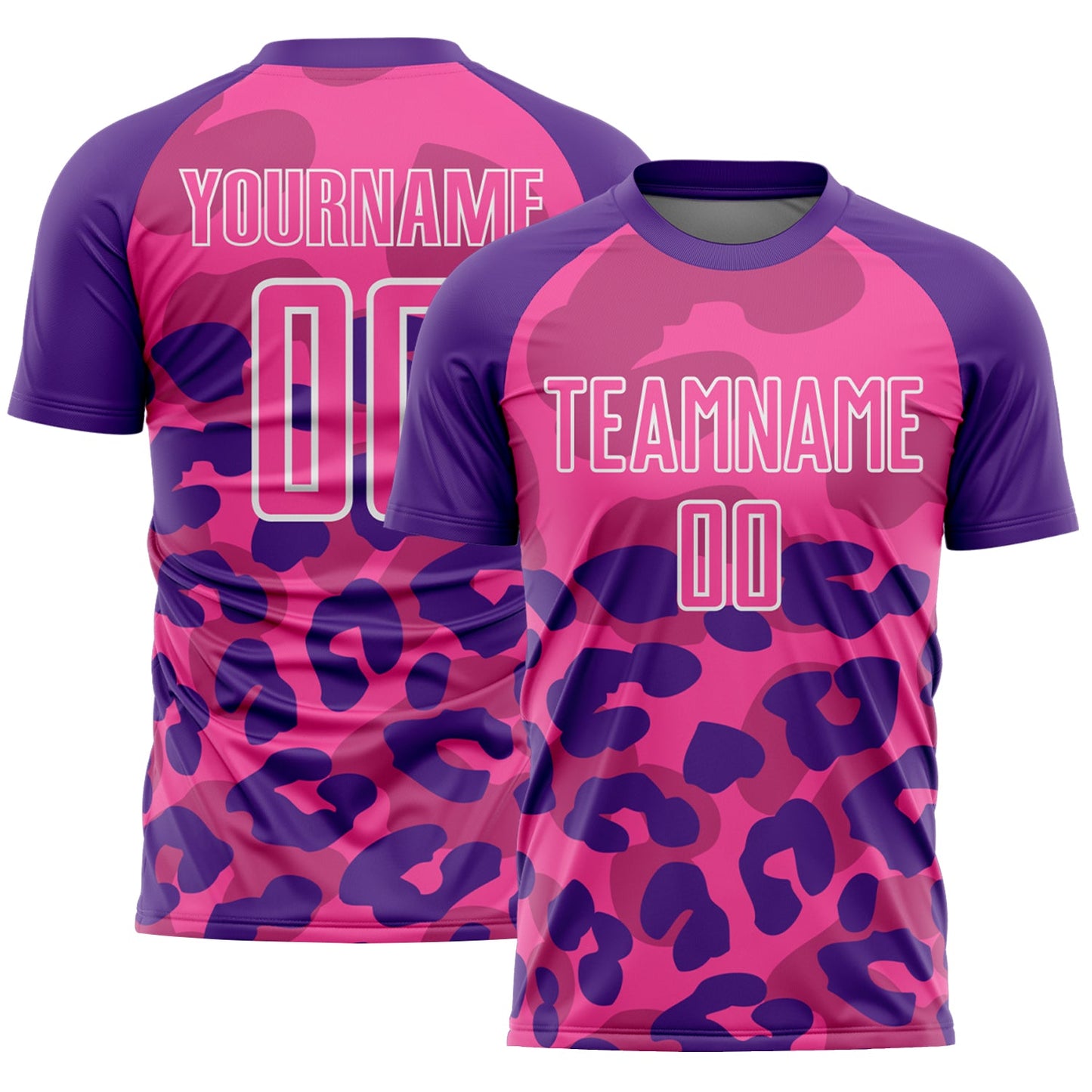 Custom Purple Pink-White Animal Leopard Print Sports Sublimation Soccer Uniform Jersey - Main View