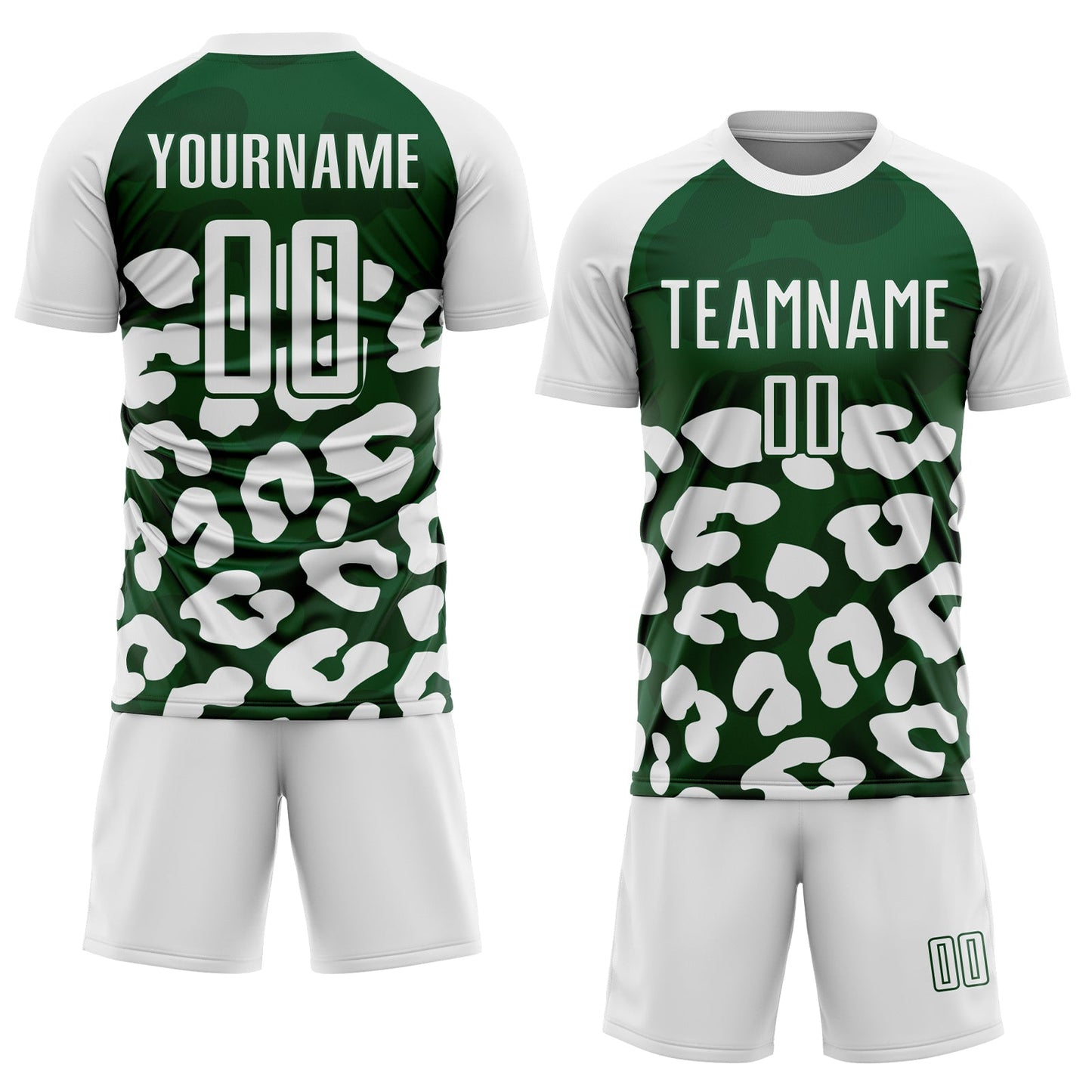 Custom White Green Animal Leopard Print Sports Sublimation Soccer Uniform Jersey view 2