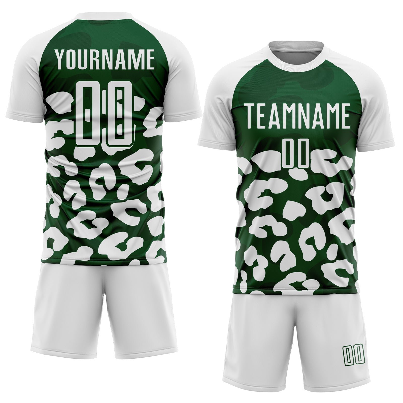 Custom White Green Animal Leopard Print Sports Sublimation Soccer Uniform Jersey view 2