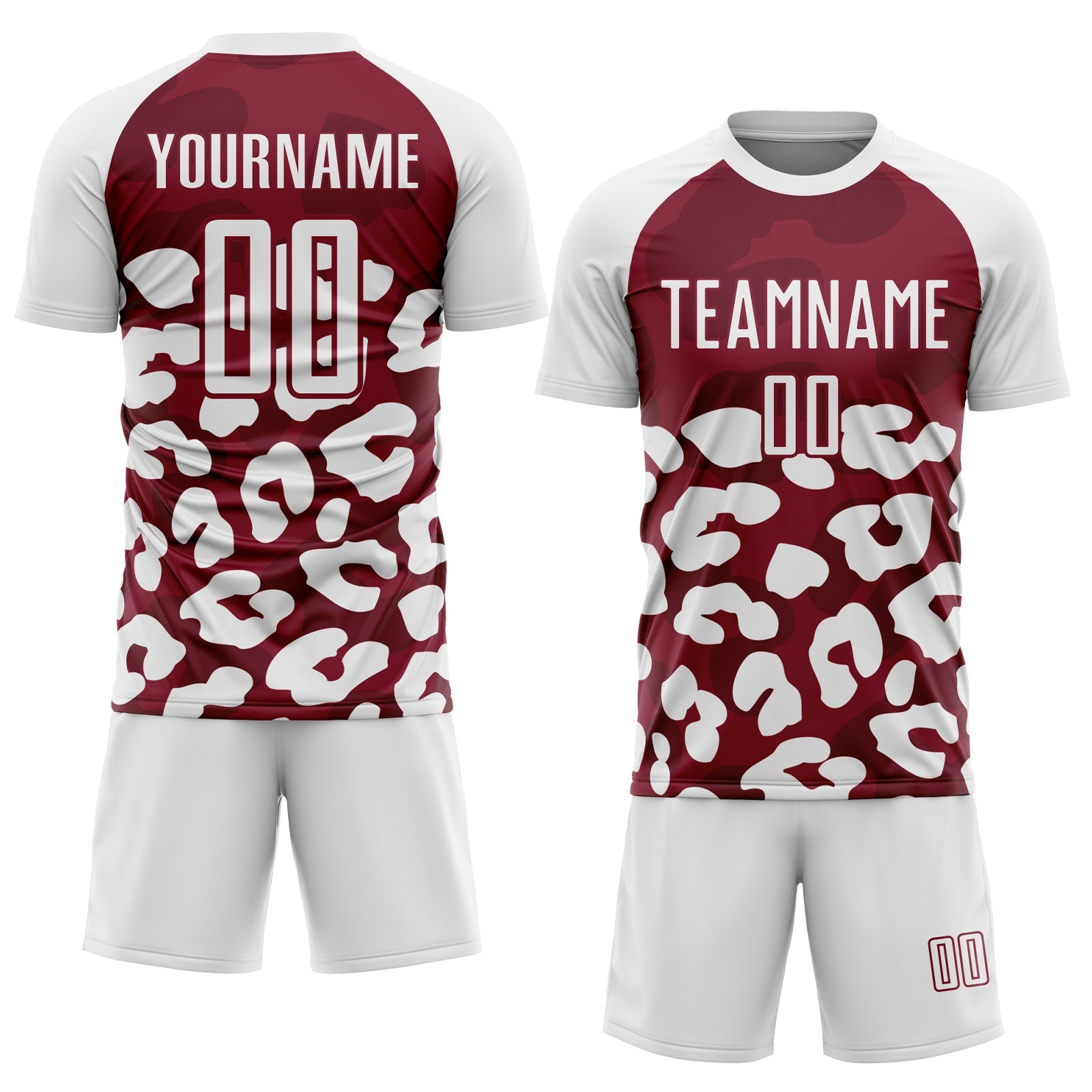 Custom White Crimson Animal Leopard Print Sports Sublimation Soccer Uniform Jersey view 2
