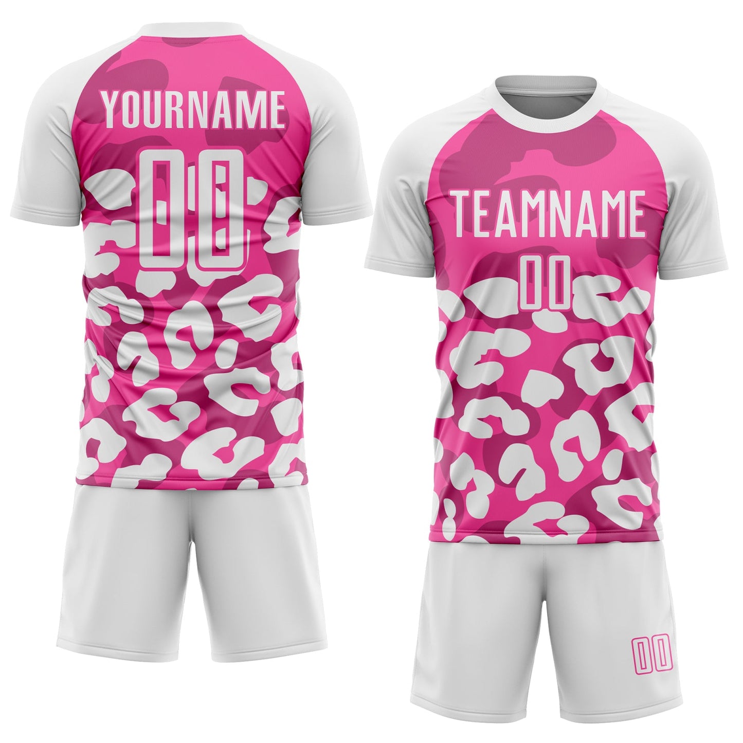 Custom White Pink Animal Leopard Print Sports Sublimation Soccer Uniform Jersey view 2