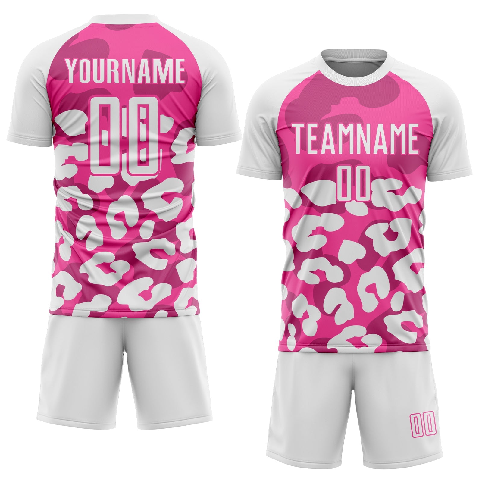 Custom White Pink Animal Leopard Print Sports Sublimation Soccer Uniform Jersey view 2