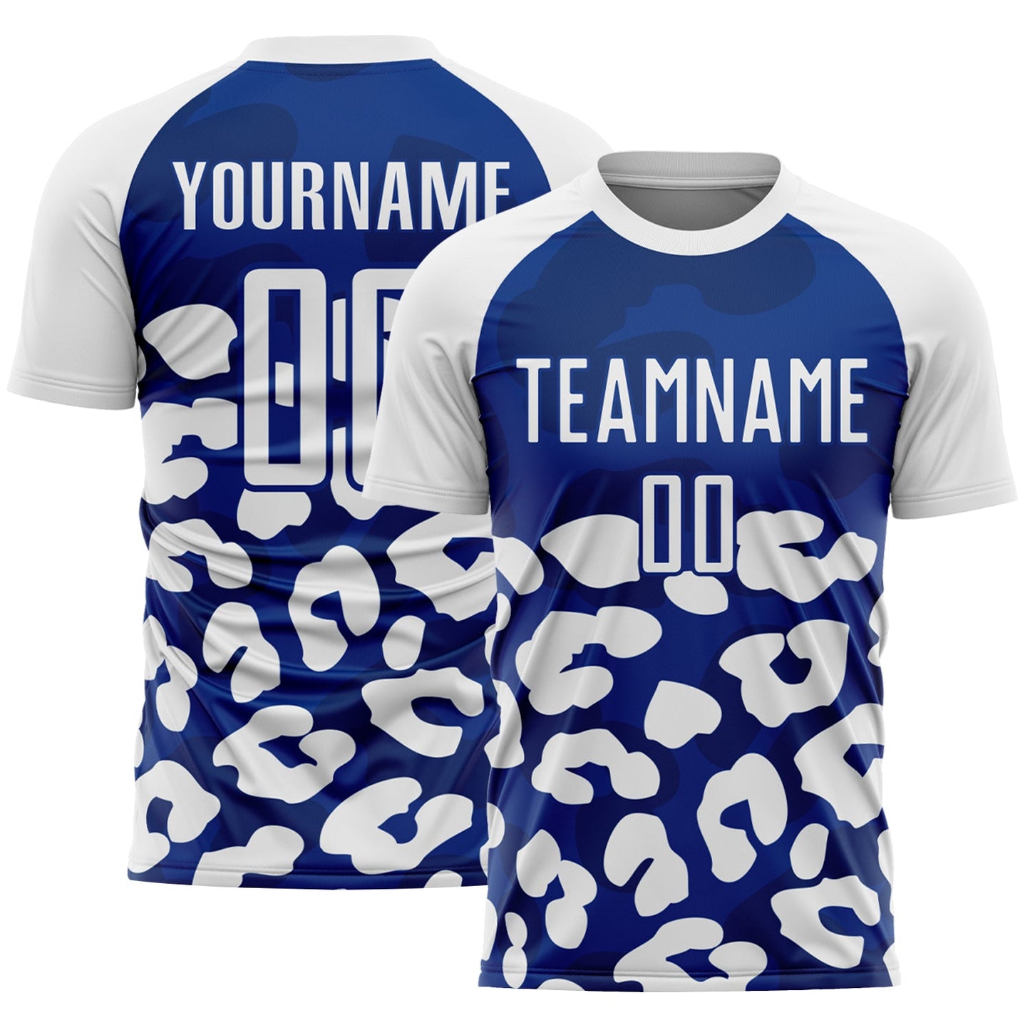 Custom White Royal Animal Leopard Print Sports Sublimation Soccer Uniform Jersey - Main View