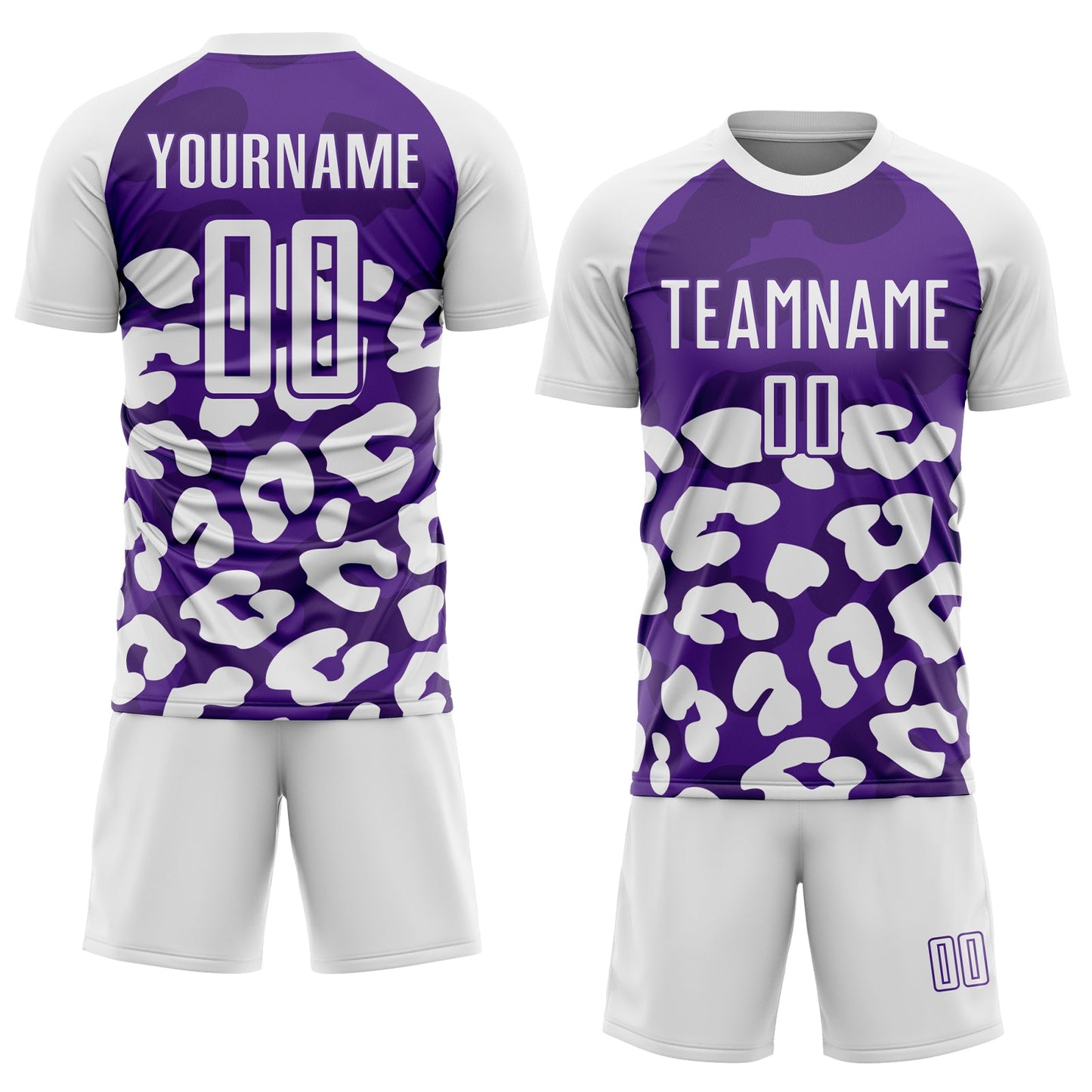 Custom White Purple Animal Leopard Print Sports Sublimation Soccer Uniform Jersey view 2