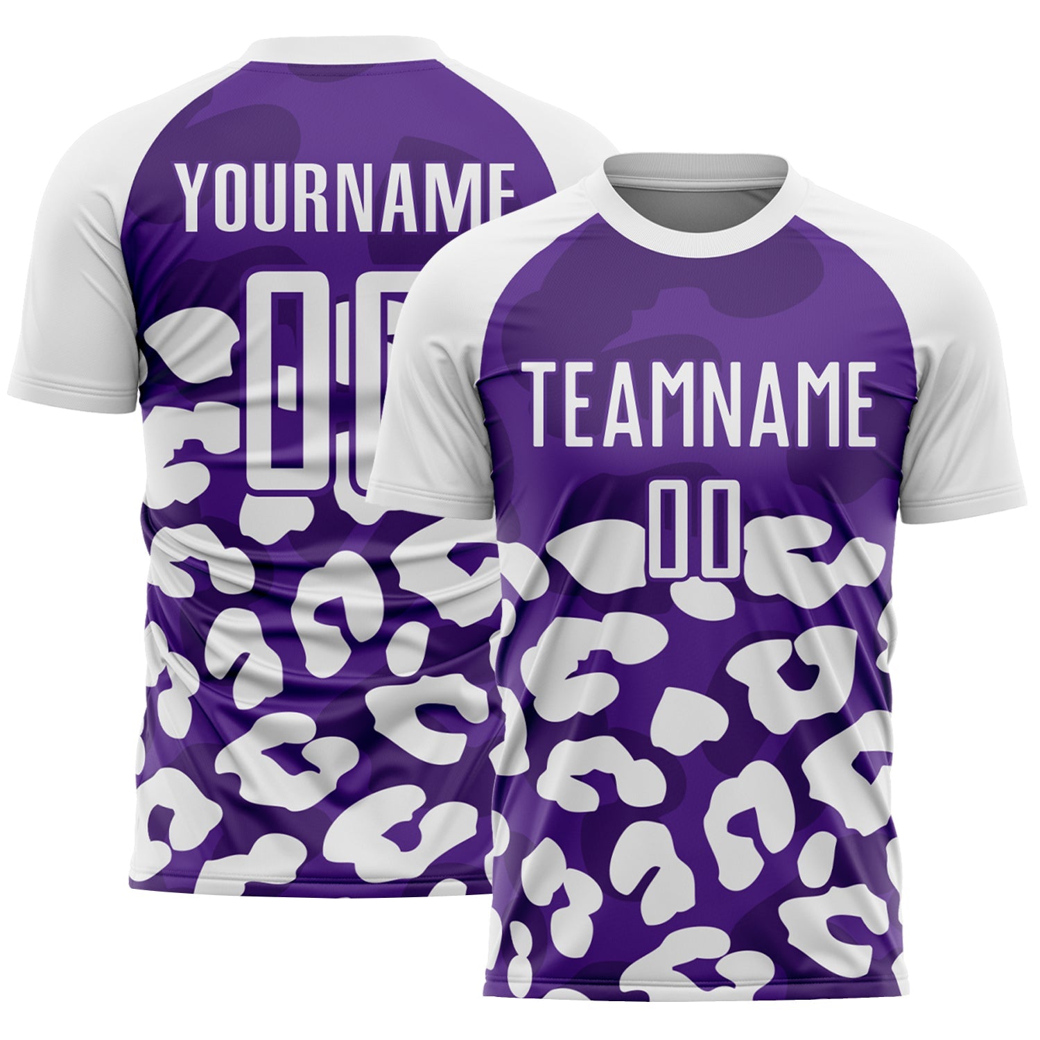 Custom White Purple Animal Leopard Print Sports Sublimation Soccer Uniform Jersey - Main View