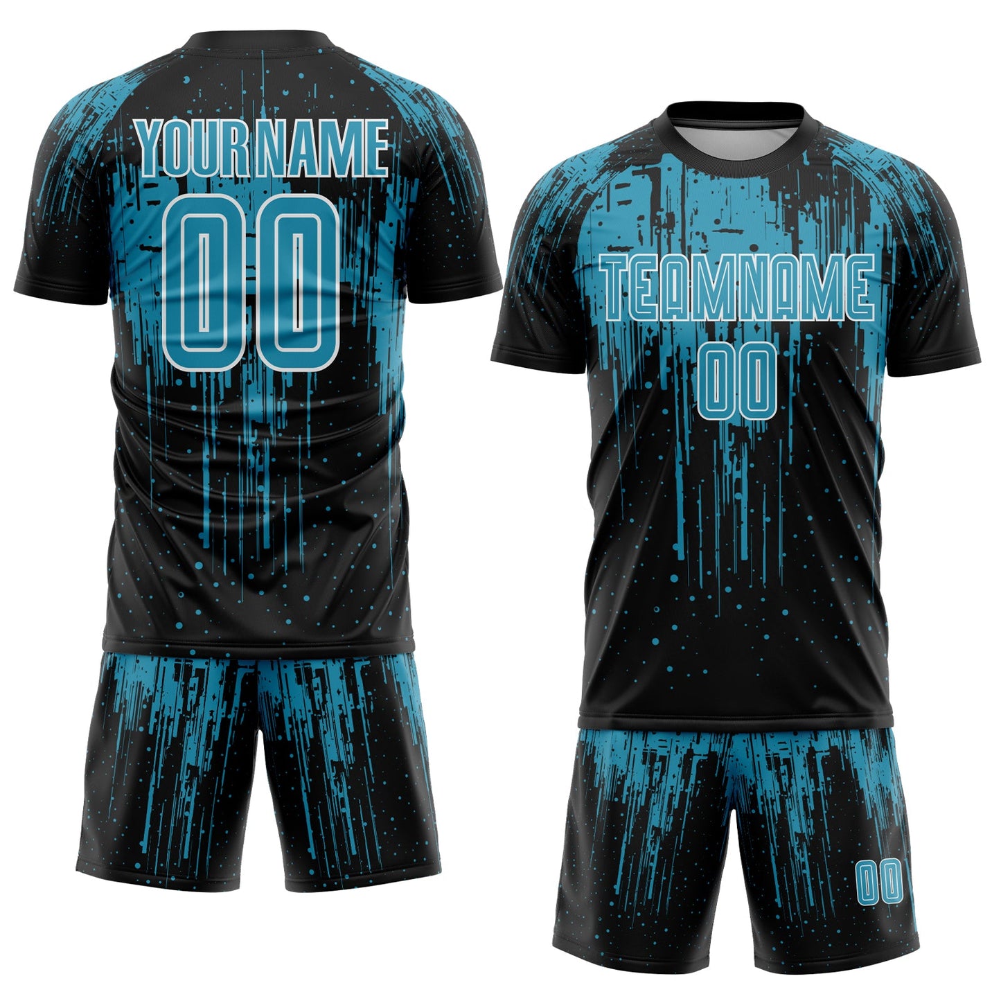 Custom Black Panther Blue-White Dripping Splatte Pattern Sports Sublimation Soccer Uniform Jersey view 2