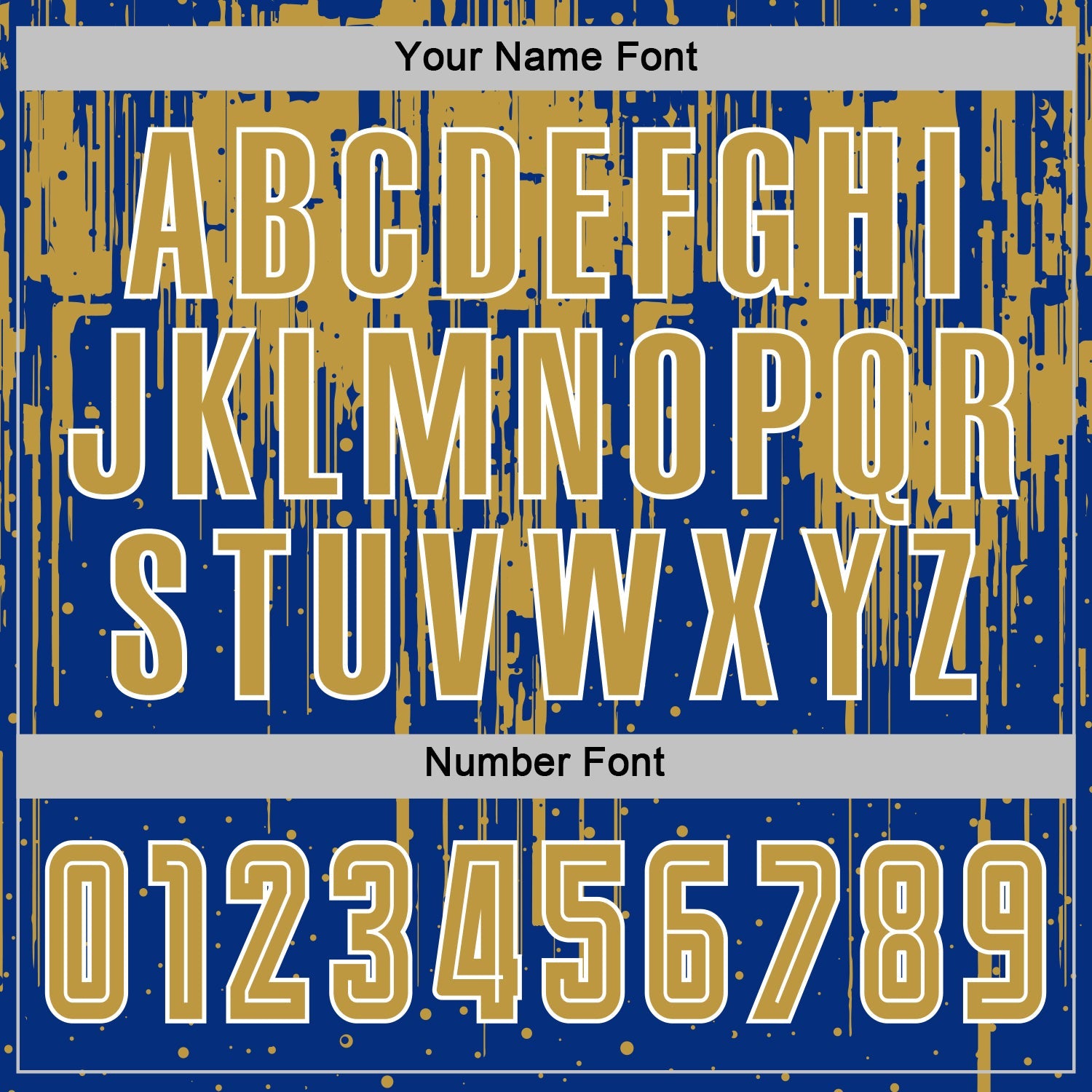 Custom Royal Old Gold-White Dripping Splatte Pattern Sports Sublimation Soccer Uniform Jersey view 6