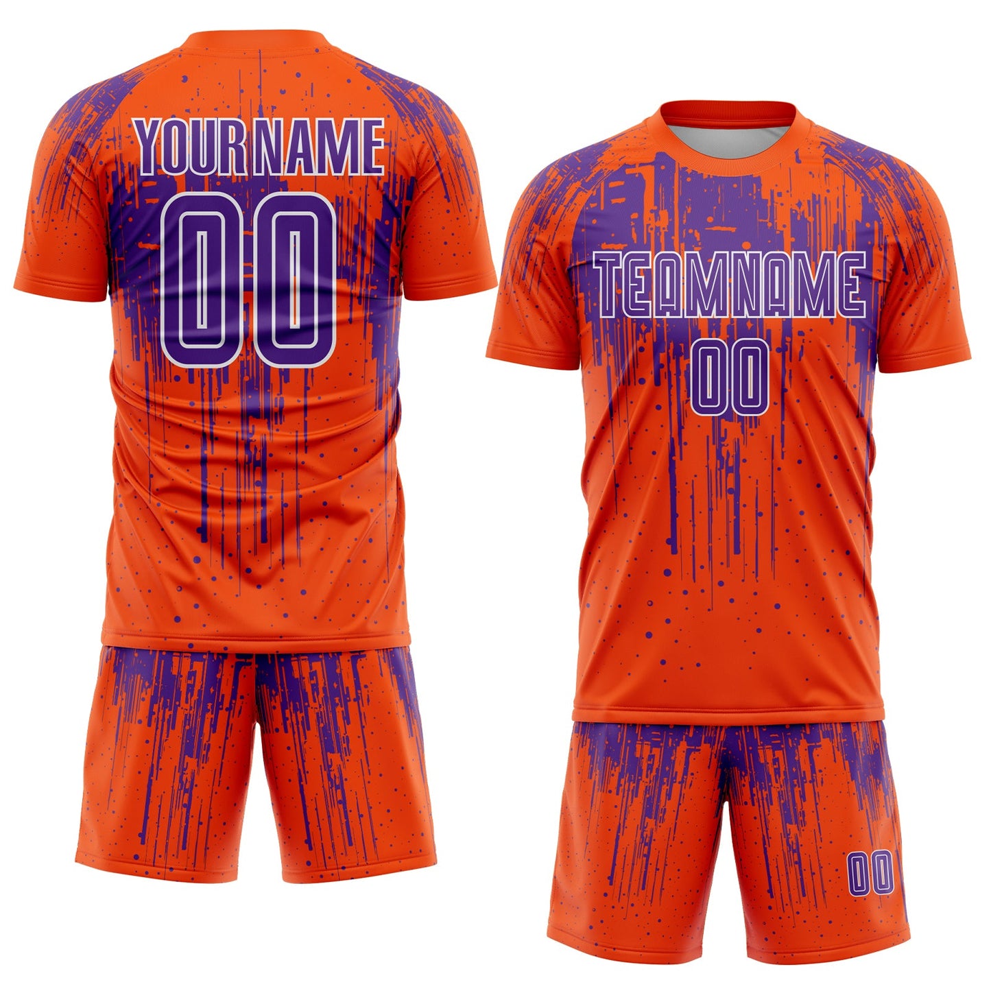 Custom Orange Purple-White Dripping Splatte Pattern Sports Sublimation Soccer Uniform Jersey view 2