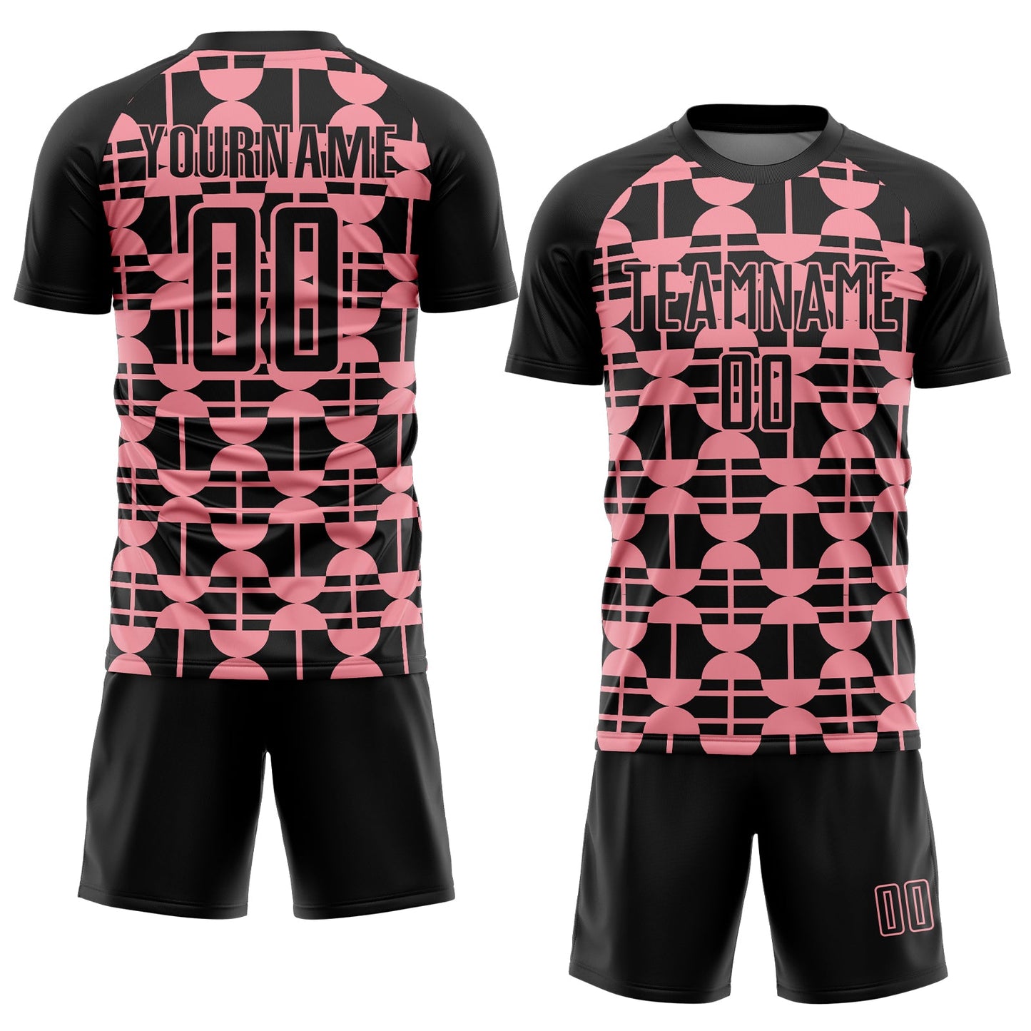 Custom Black Medium Pink Geometric Shapes Sports Sublimation Soccer Uniform Jersey view 2