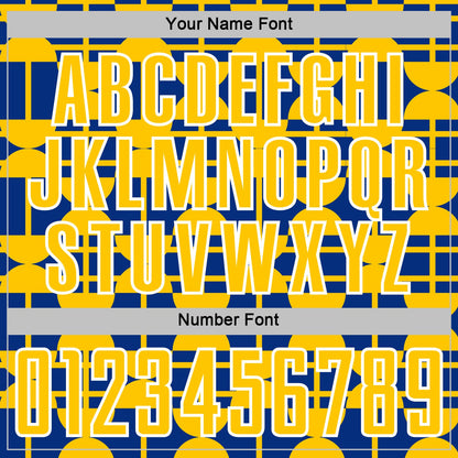 Custom Royal Yellow-White Geometric Shapes Sports Sublimation Soccer Uniform Jersey view 6