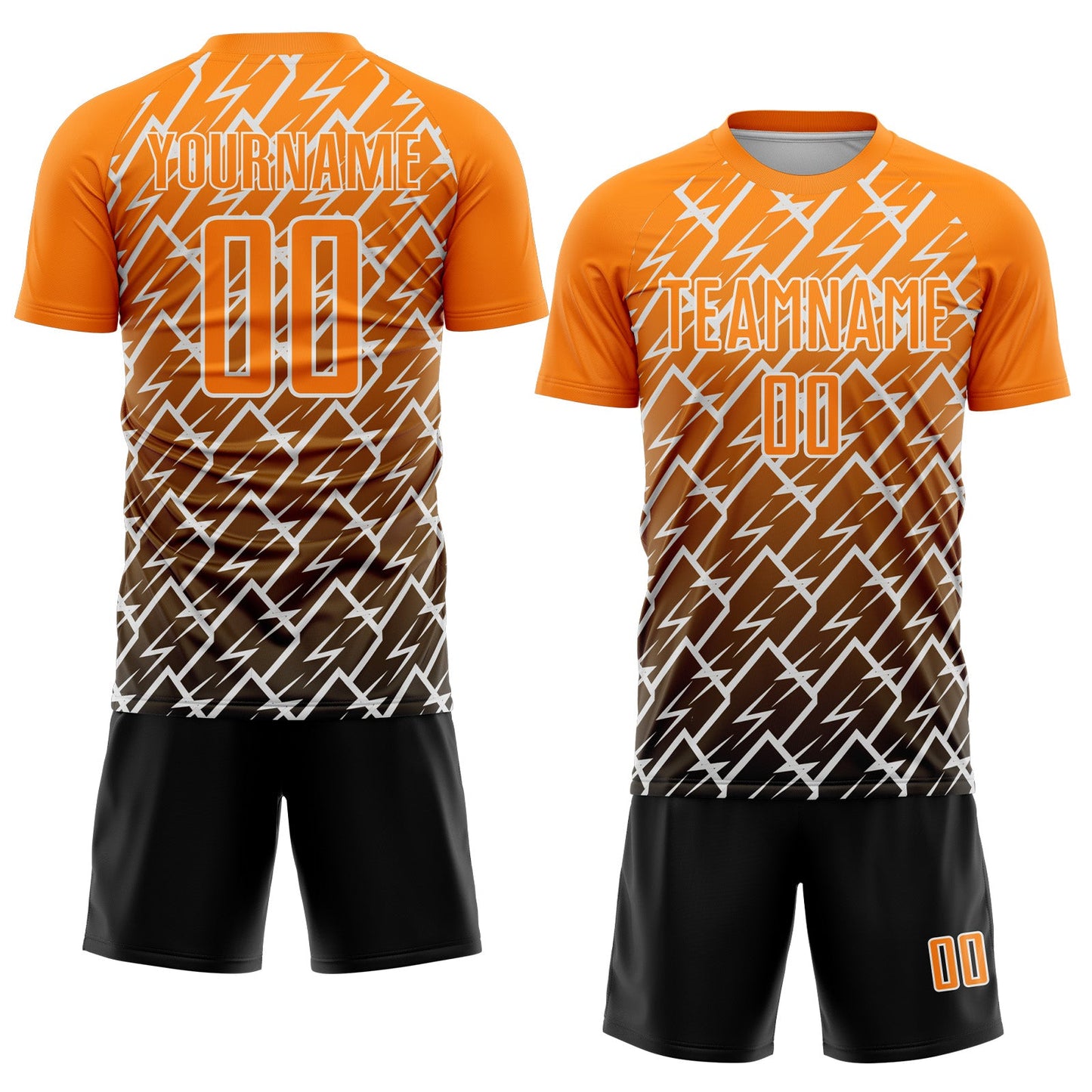 Custom Bay Orange Black-White Lightning Sports Sublimation Soccer Uniform Jersey view 2